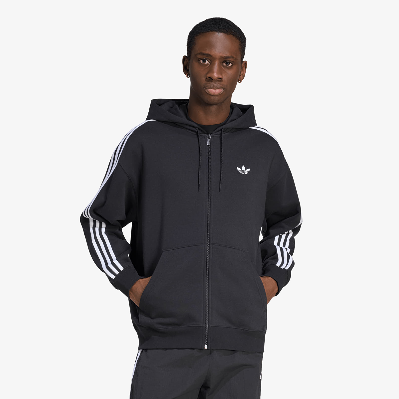 Hoodies voor heren adidas Adicolor Oversize Full-Zip Hoodie Black