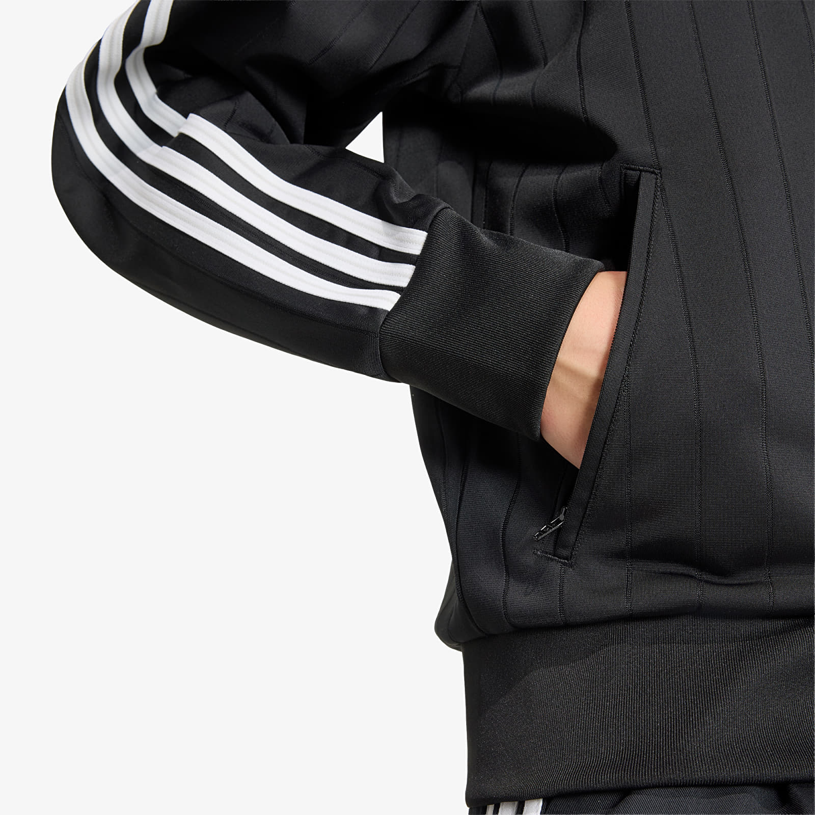 Vestes pour femmes adidas Pinstripe Firebird Loose Tracktop Black/ White/ Grey Two
