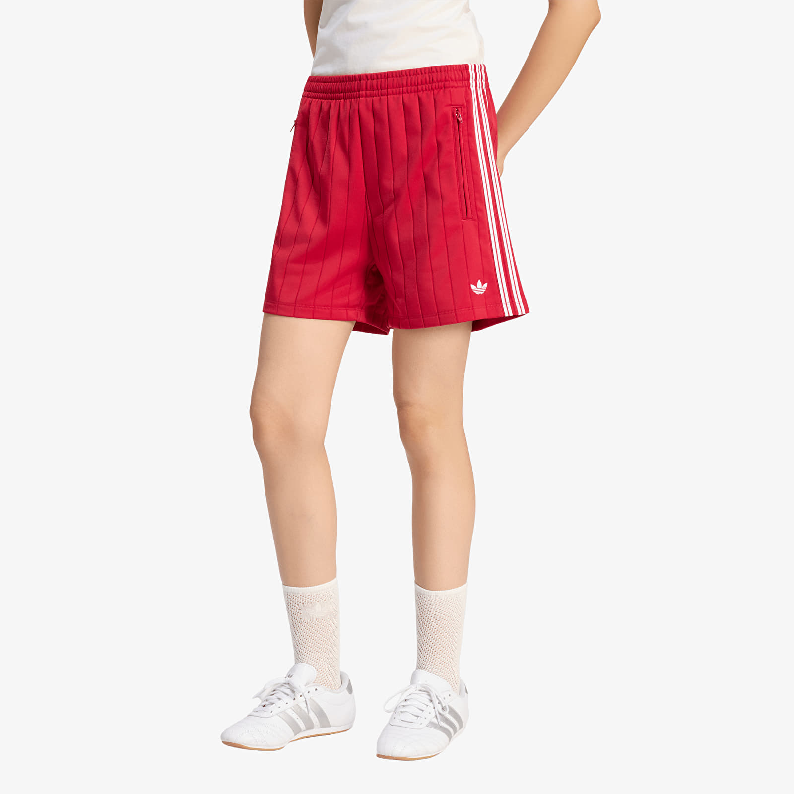 Shorts femme adidas Pinstripe Firebird Shorts Team Victory Red/ White/ Team Victory Red