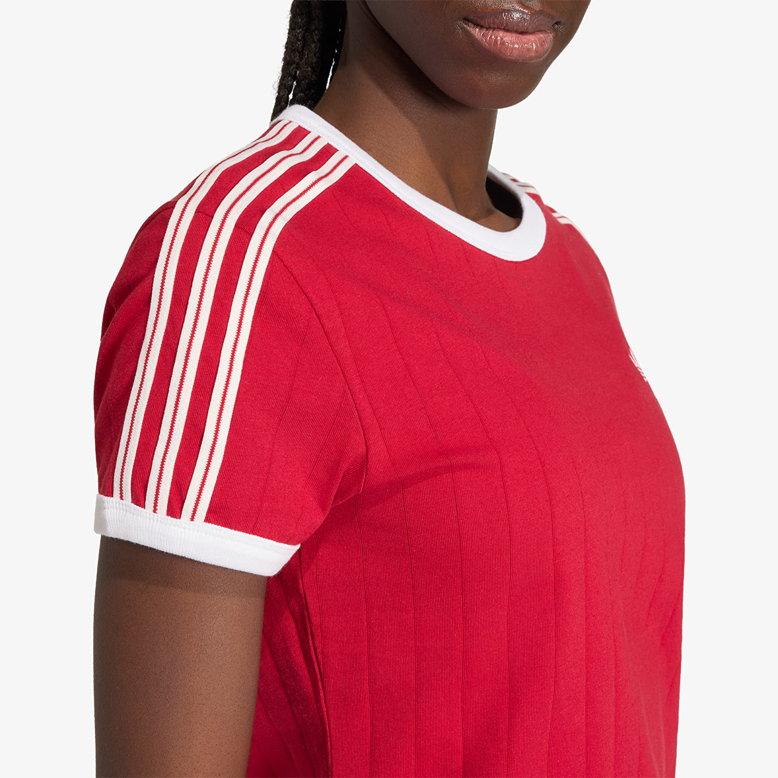 Жіночі футболки adidas Pinstripe Short Sleeve Slim Tee Team Victory Red/ White/ Team Victory Red