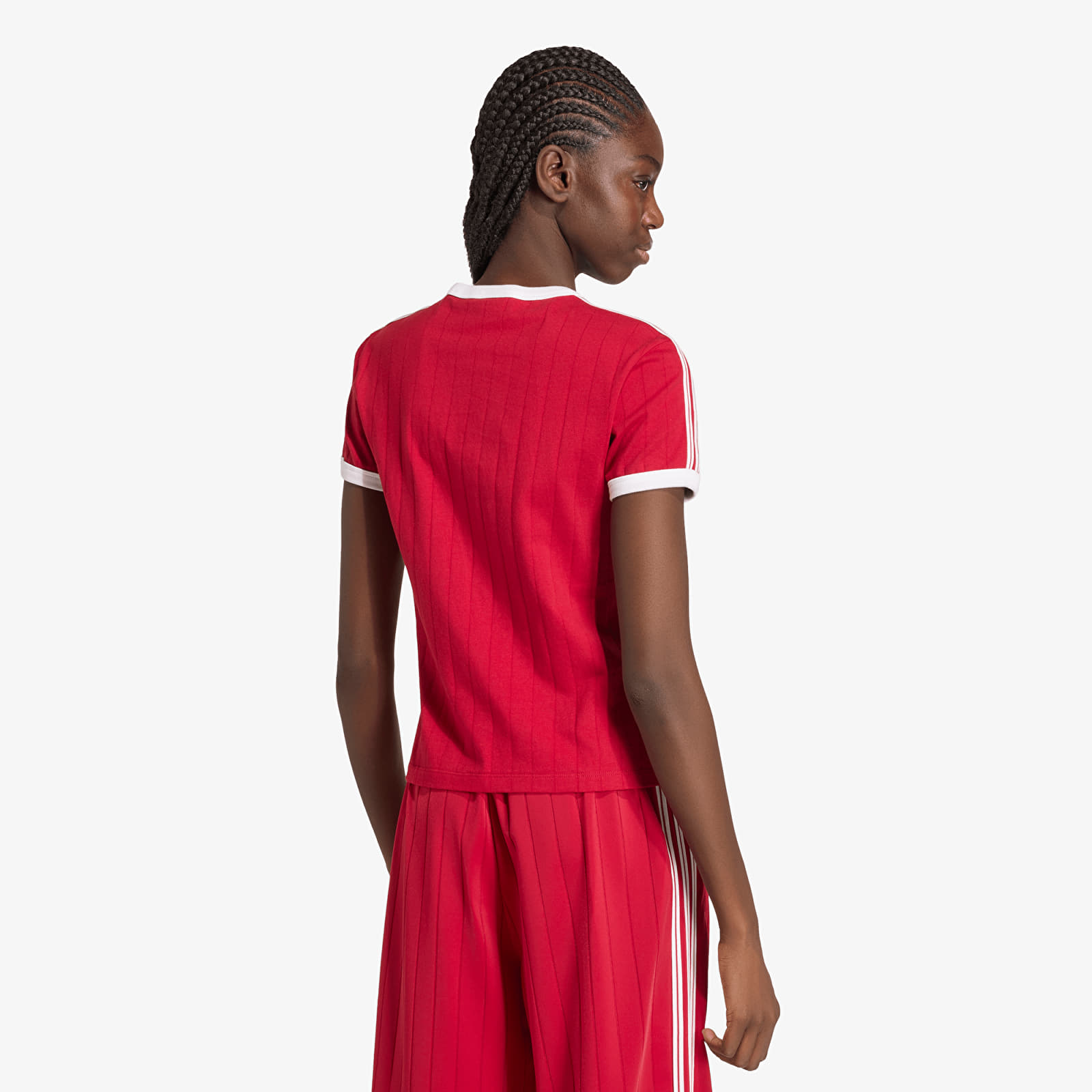 Жіночі футболки adidas Pinstripe Short Sleeve Slim Tee Team Victory Red/ White/ Team Victory Red