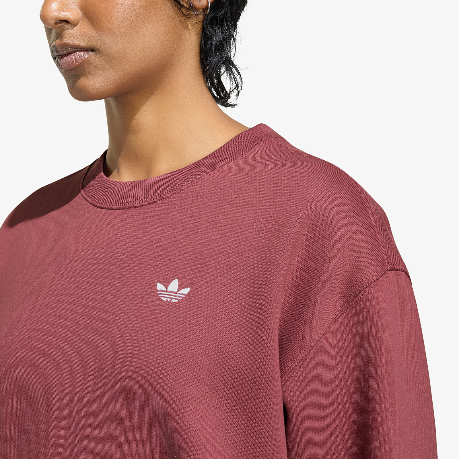 Sweats à capuche femme adidas Essentials Crew Long Fleece Sweatshirt Quiet Crimson
