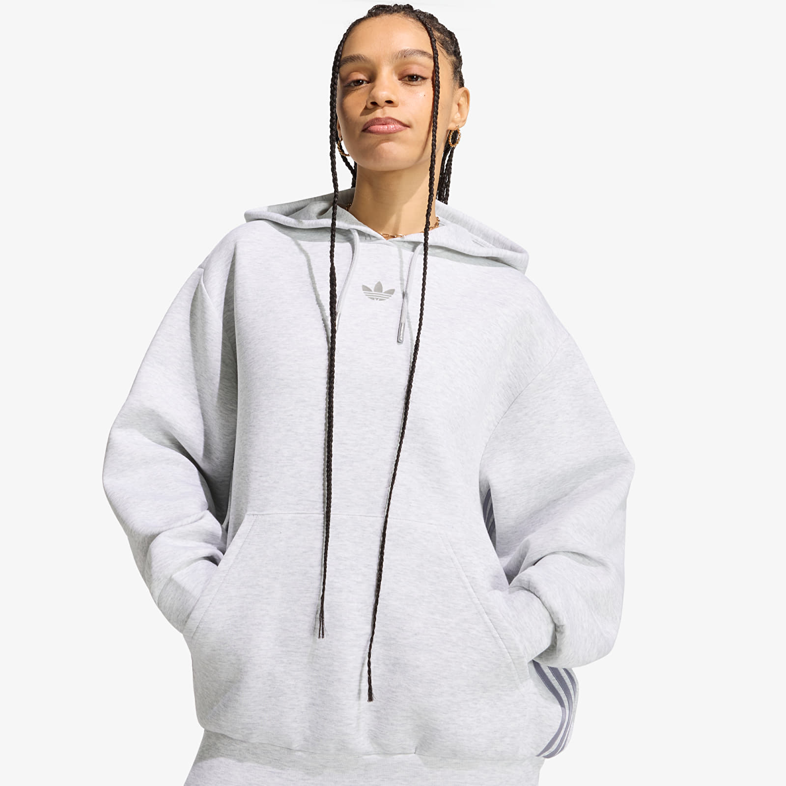 Women's hoodies adidas Spacer Hoodie Light Grey Heather/ Reflective Silver/ Lgh Solid Grey