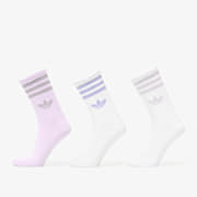 adidas 3 Stripes Glitter Crew Socks 3-Pack White/ Ice Lavender
