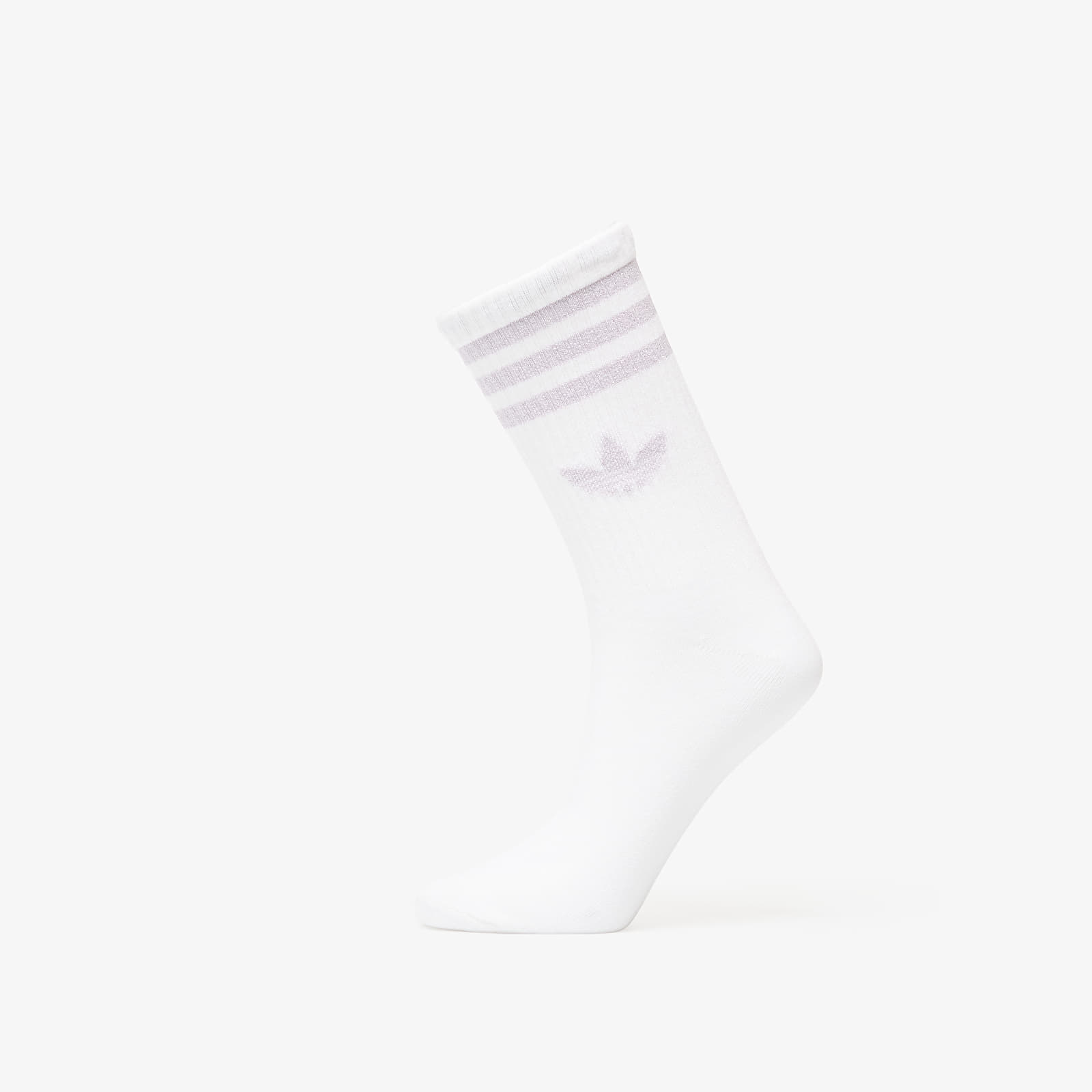 Férfi zoknik adidas 3 Stripes Glitter Crew Socks 3-Pack White/ Ice Lavender