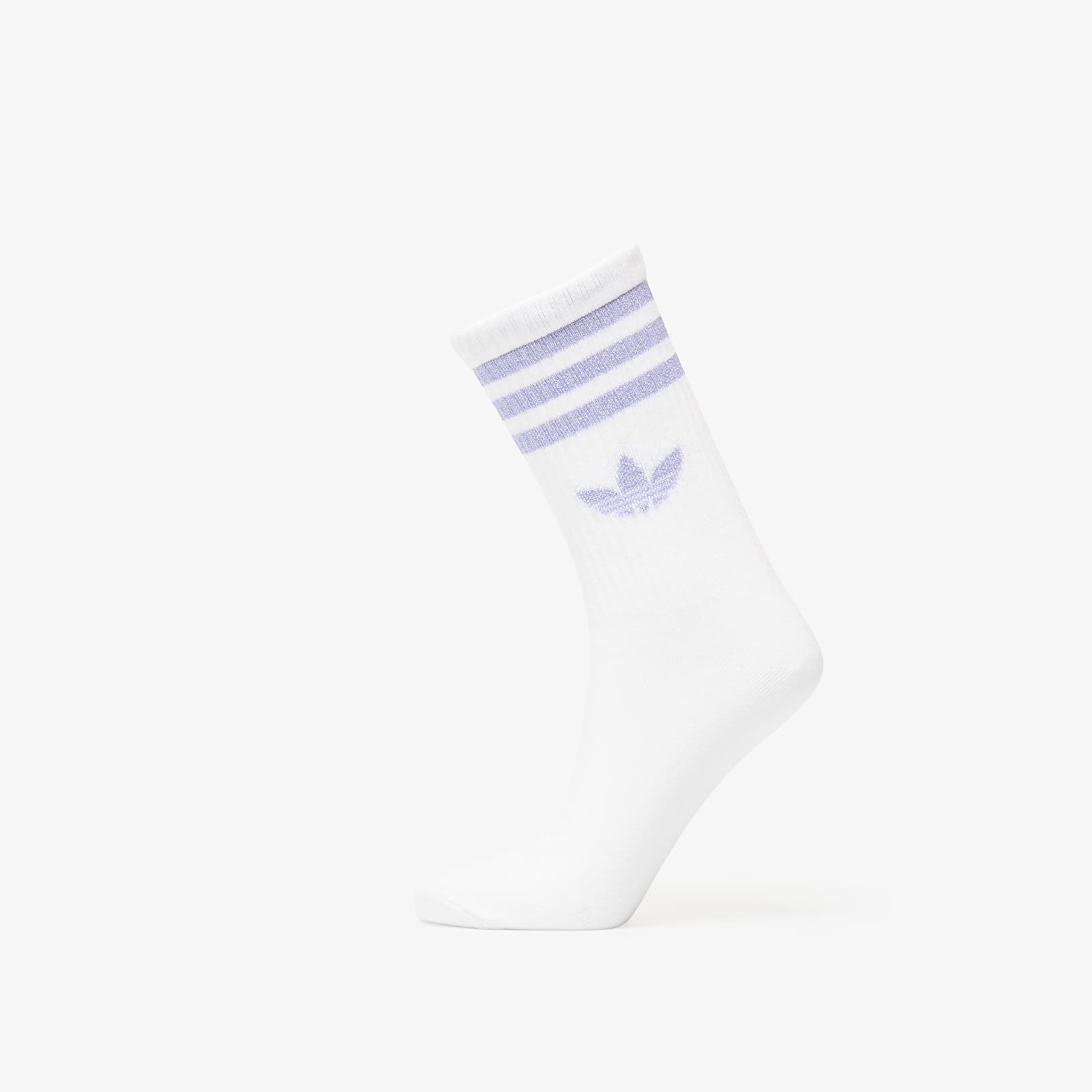Férfi zoknik adidas 3 Stripes Glitter Crew Socks 3-Pack White/ Ice Lavender