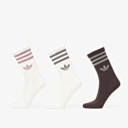 adidas 3 Stripes Glitter Crew Socks 3-Pack Off White/ Aurora Coffee