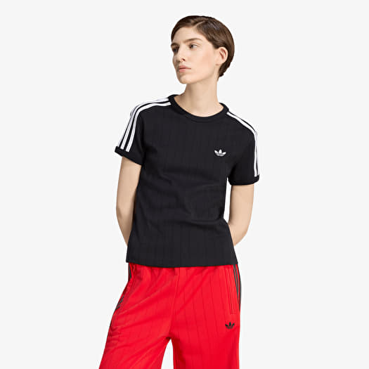 adidas Pinstripe Short Sleeve Slim Tee Black/ White/ Grey Two