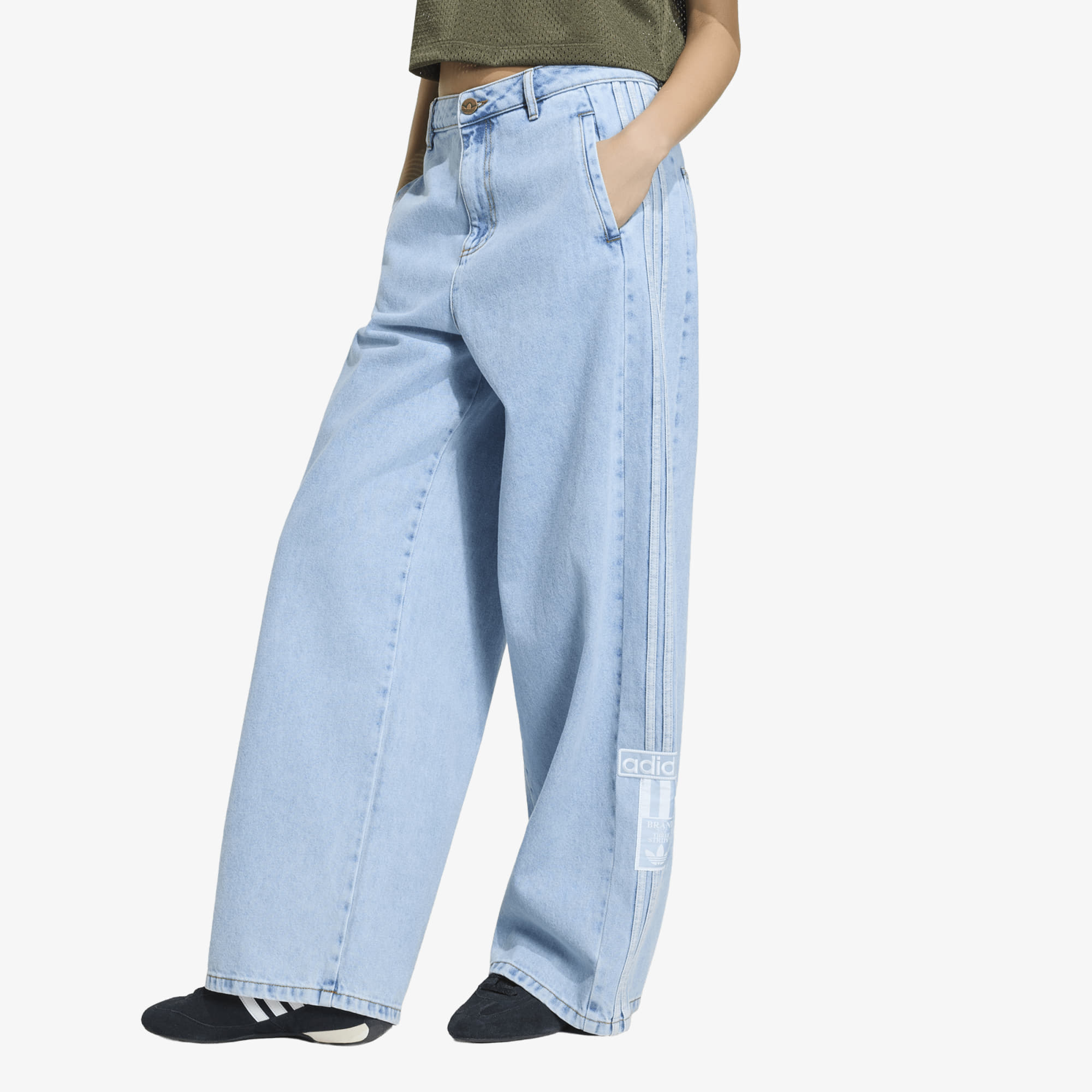 Панталони adidas Adibreak Mid-Rise Wide-Leg Denim Pants Light Denim 28/32
