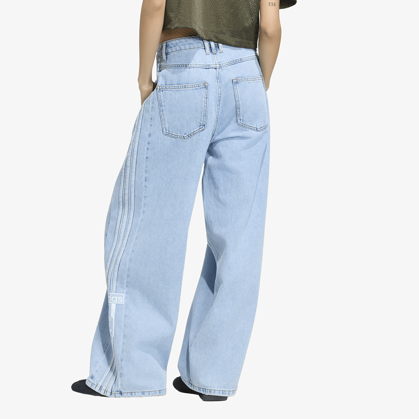 Pantalons femme adidas Adibreak Mid-Rise Wide-Leg Denim Pants Light Denim
