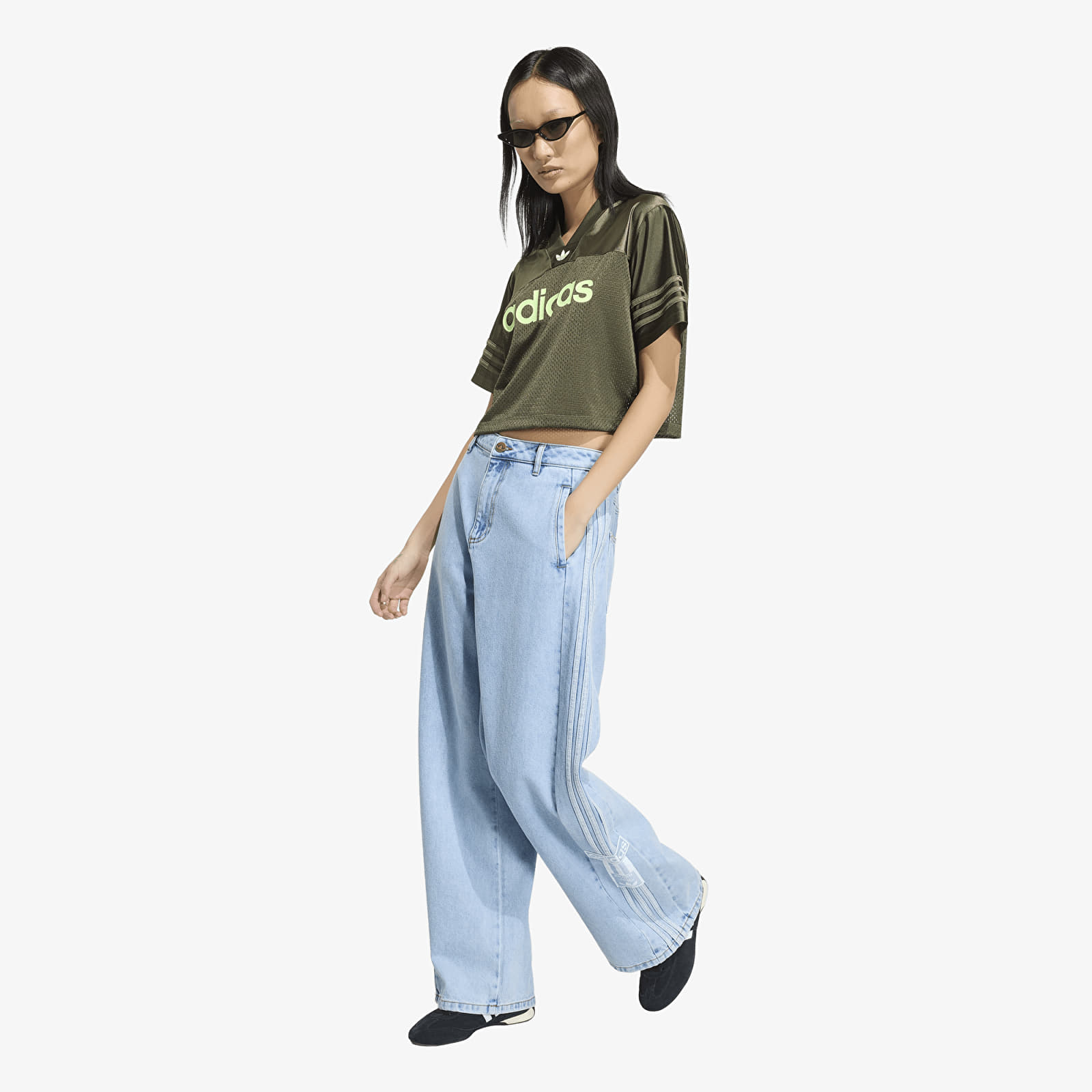 Pantalons femme adidas Adibreak Mid-Rise Wide-Leg Denim Pants Light Denim