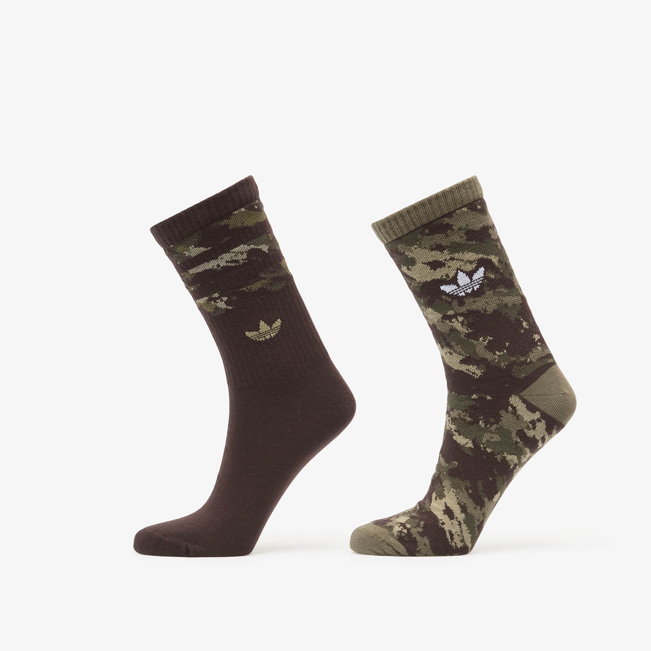 adidas Camo Crew Sock 2-Pack Olive Strata/ Aurora Coffee L