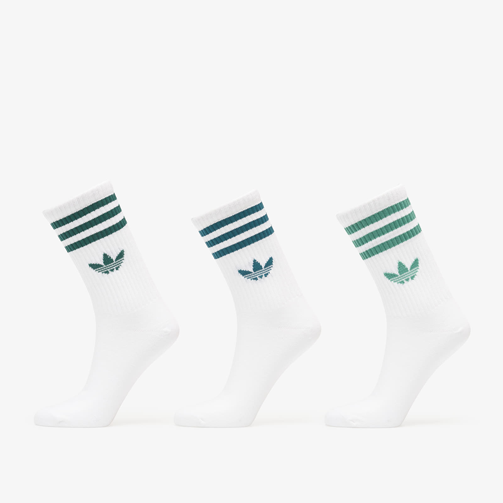 Κάλτσες adidas 3 Stripes Crew Socks 3 Pairs White/ Rich Green/ Collegiate Green