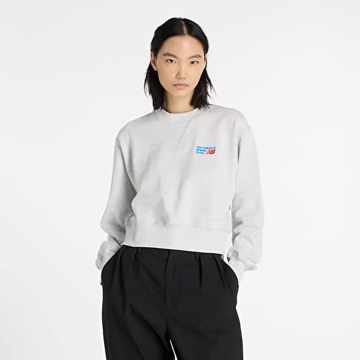 Sweatshirt New Balance Athletics Premium Logo Relaxed Crop Crew Ash Heather