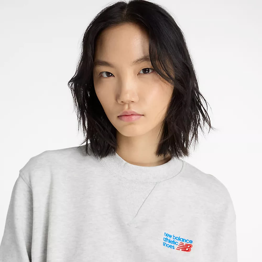 Women's hoodies New Balance Athletics Premium Logo Relaxed Crop Crew Ash Heather