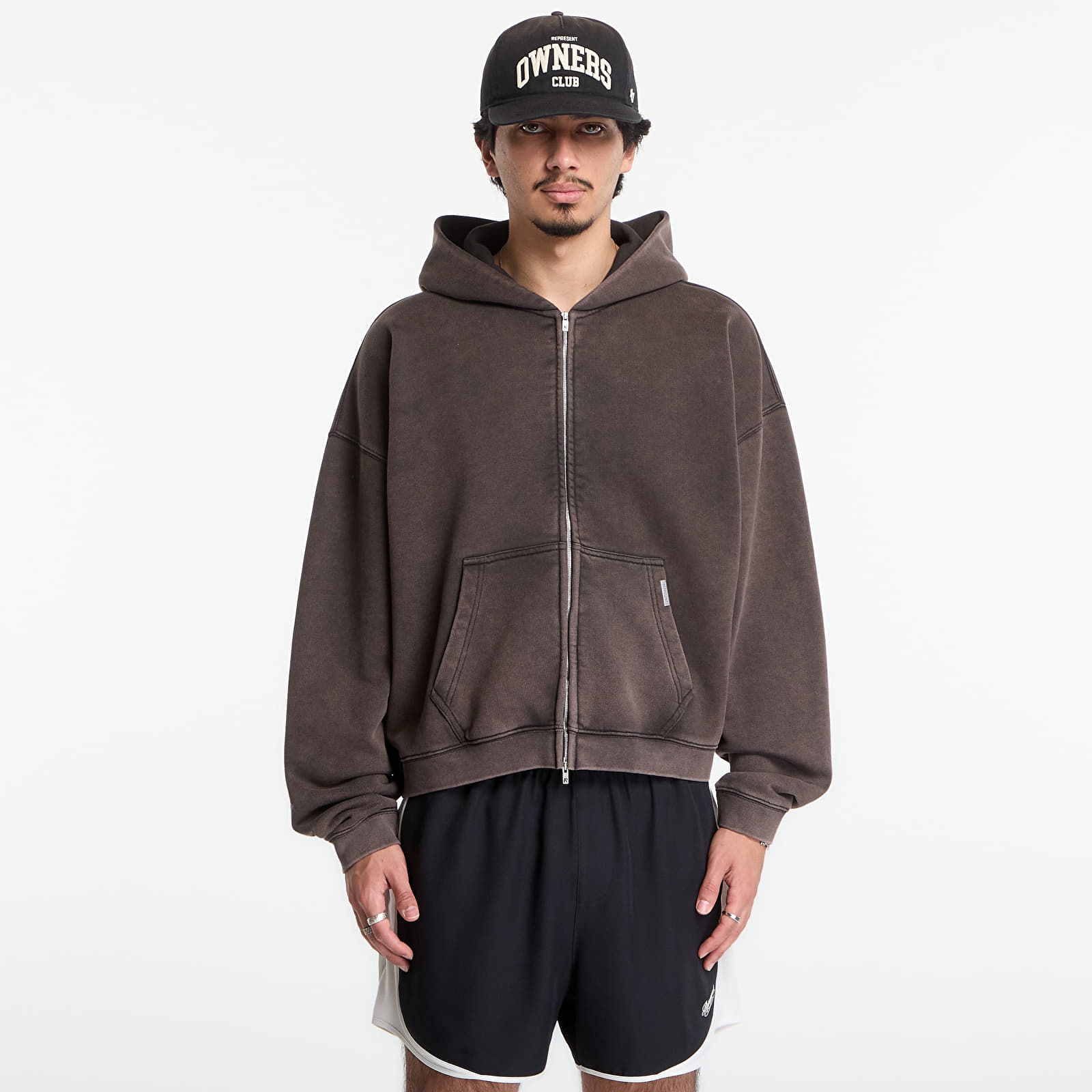 Sudaderas Represent Initial Boxy Zip Through Hoodie UNISEX Coffee