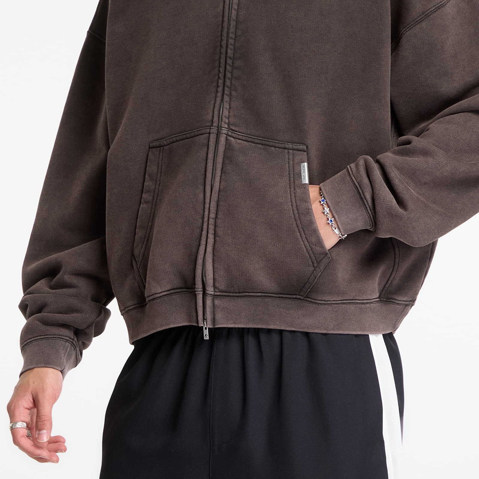 Sudaderas Represent Initial Boxy Zip Through Hoodie UNISEX Coffee