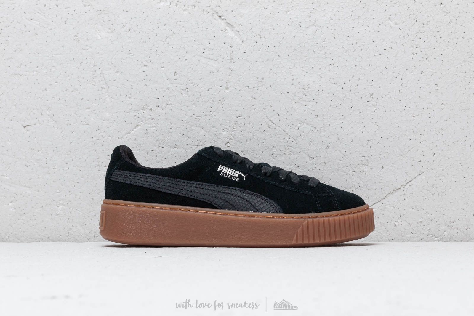 Puma suede platform noir et or outlet