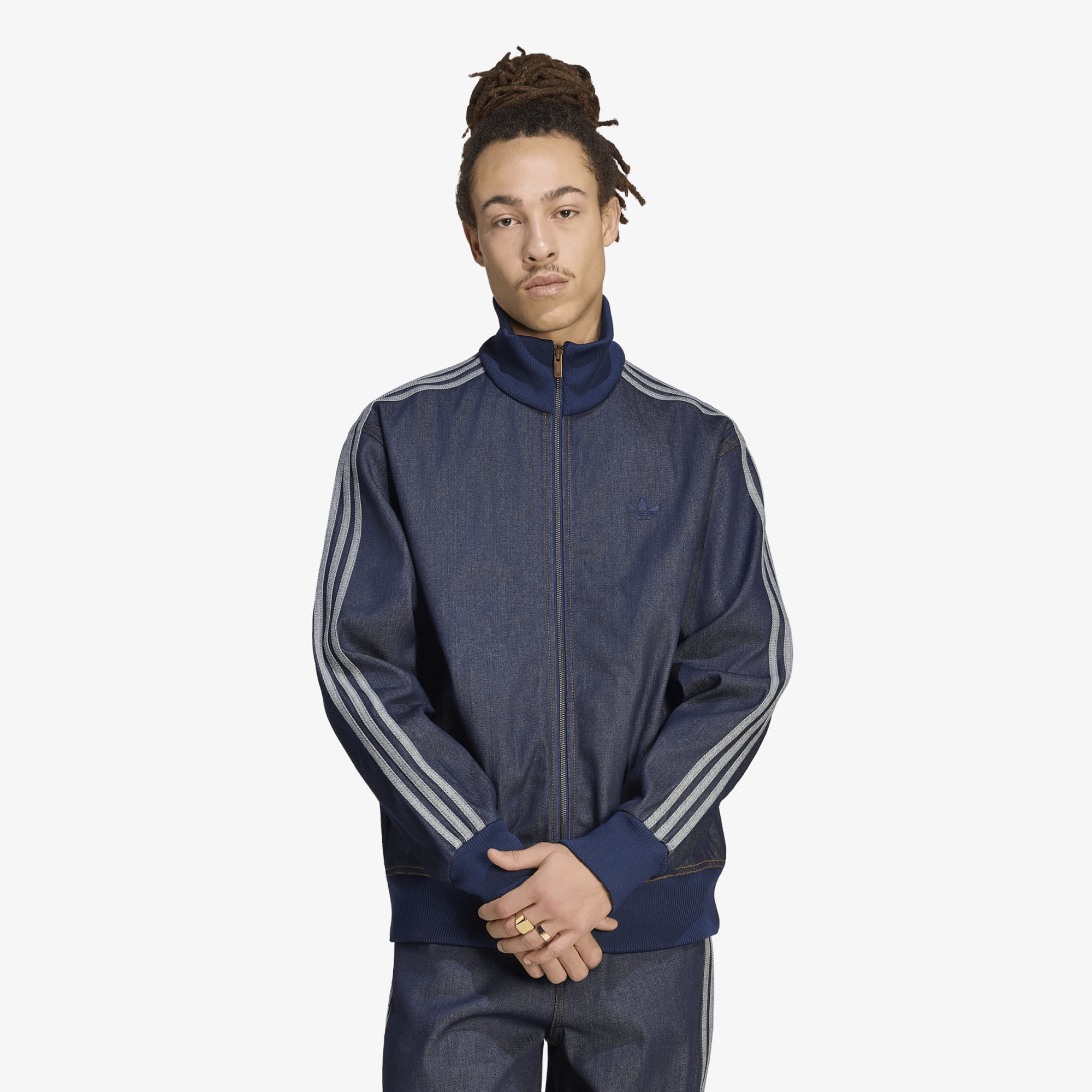 Jakna adidas Firebird Adicolor Raw Denim Track Top Jacket Indigo Denim XL