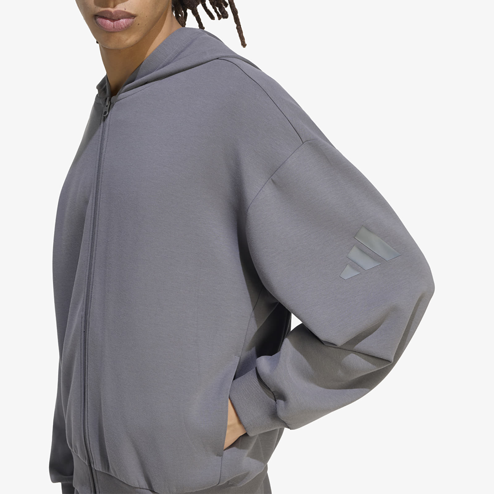 Hoodies and sweatshirts  adidas Soft Lux Full-Zip Hoodie Grey Five
