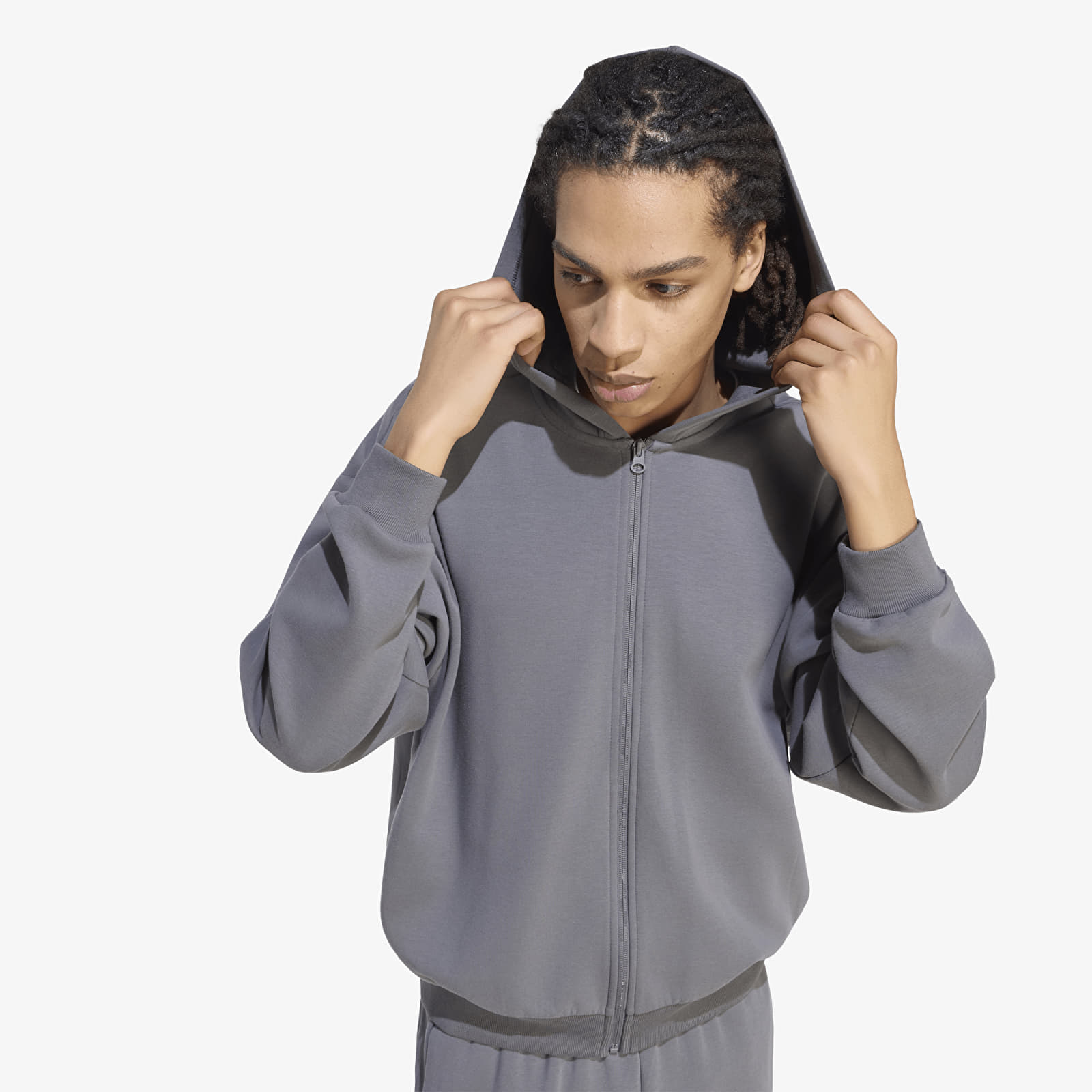 Hoodies and sweatshirts  adidas Soft Lux Full-Zip Hoodie Grey Five