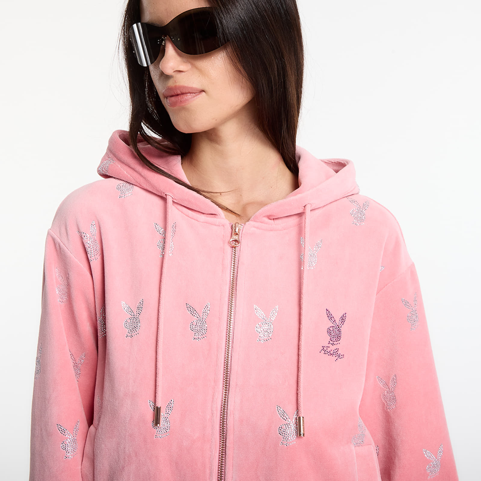 Sweats à capuche femme Playboy x FTSHP Girls Velvet Hoodie Pink