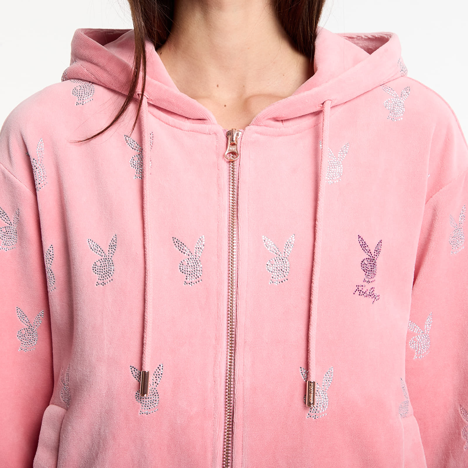 Sweats à capuche femme Playboy x FTSHP Girls Velvet Hoodie Pink
