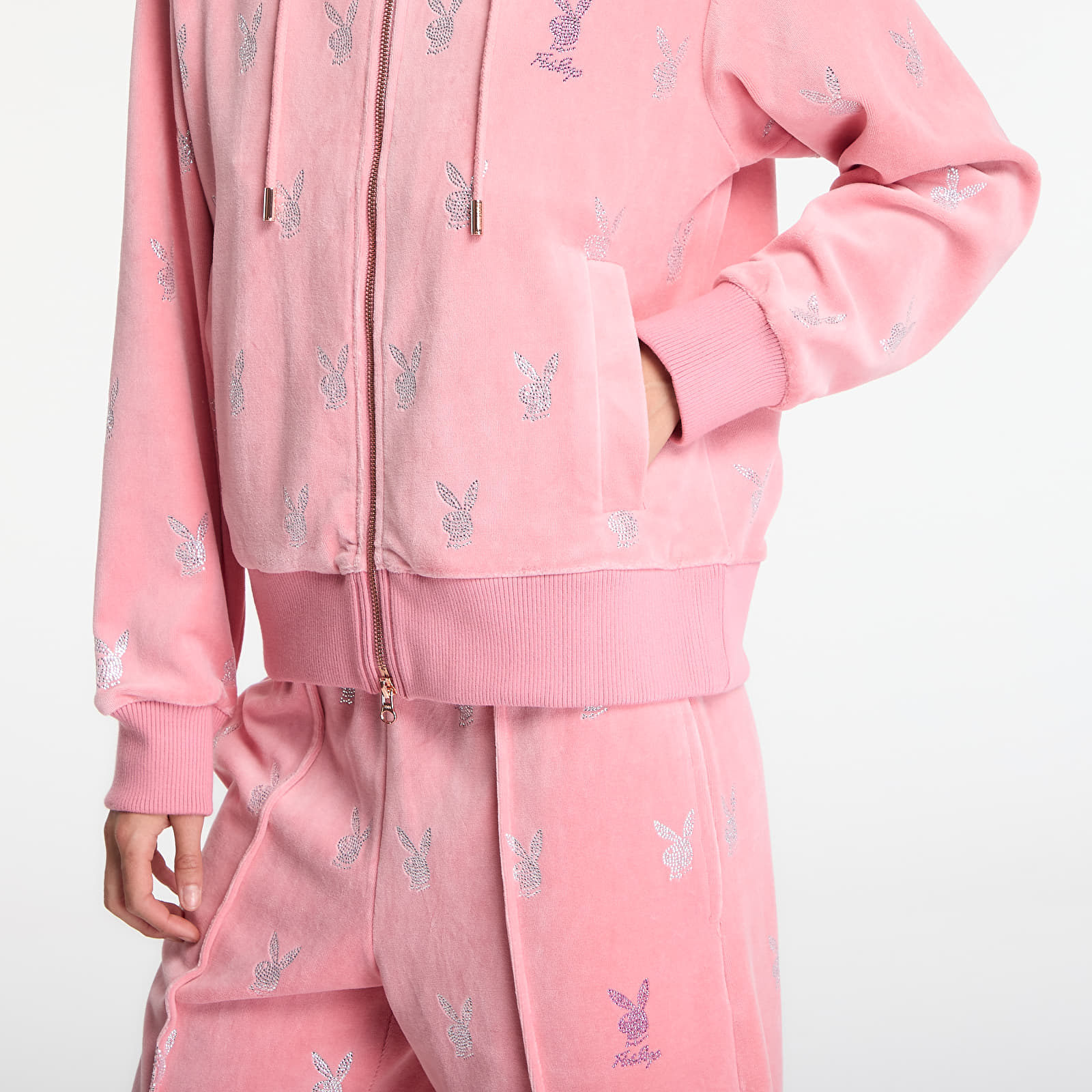 Sweats à capuche femme Playboy x FTSHP Girls Velvet Hoodie Pink