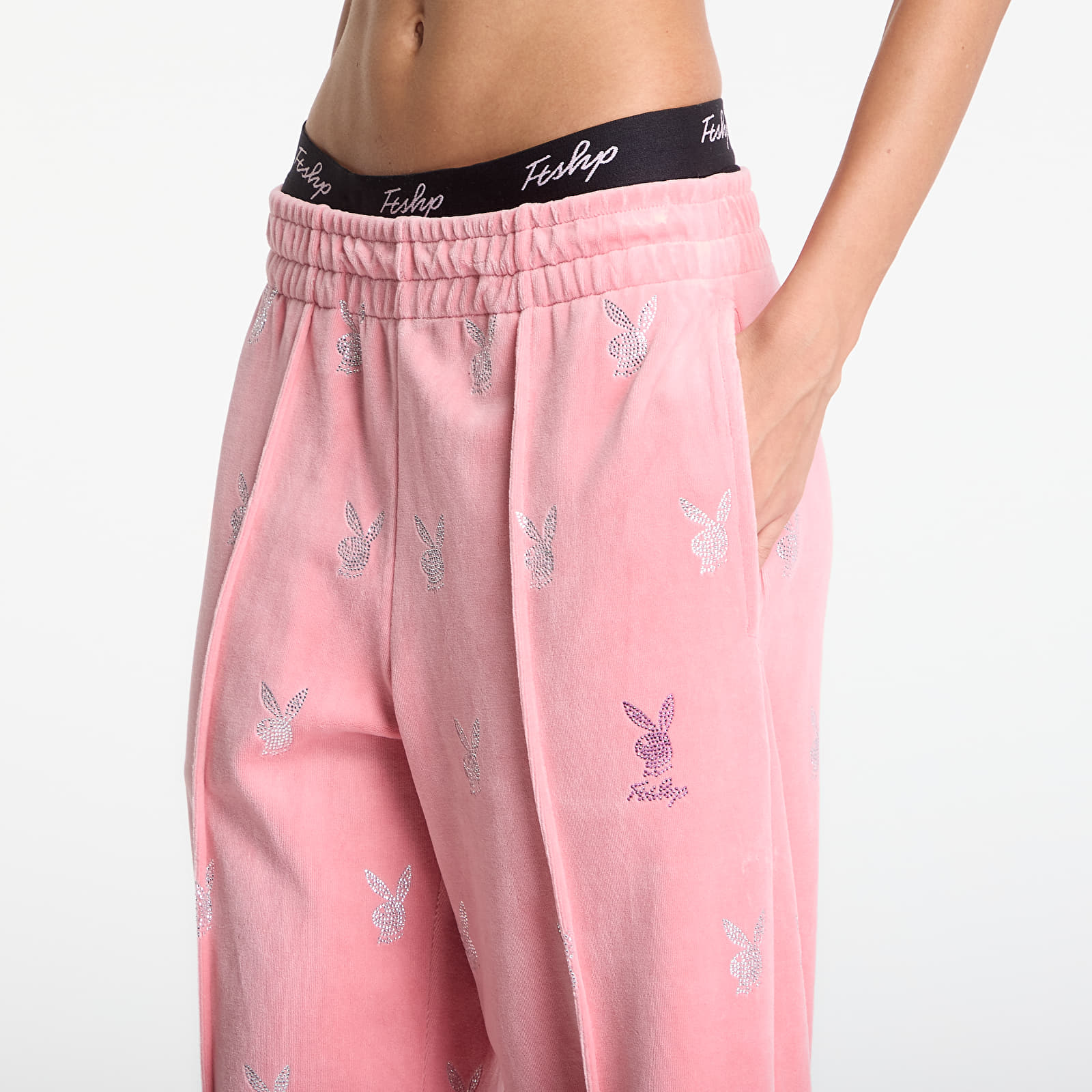 Women's sweatpants Playboy x FTSHP Girls Velvet Sweatpants Pink