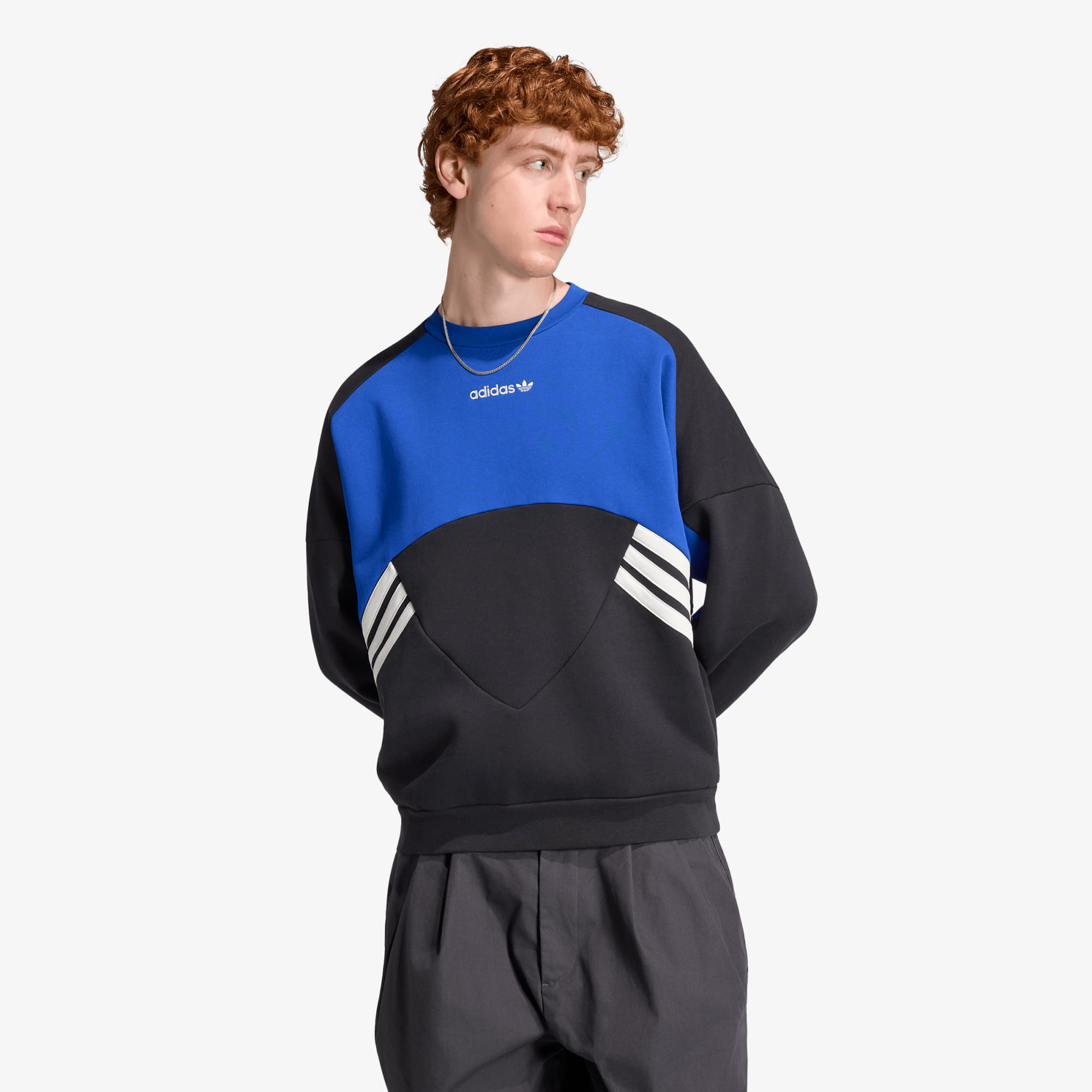 Sweatshirt adidas Cutline Crewneck Sweatshirt Black/ Team Royal Blue XXL