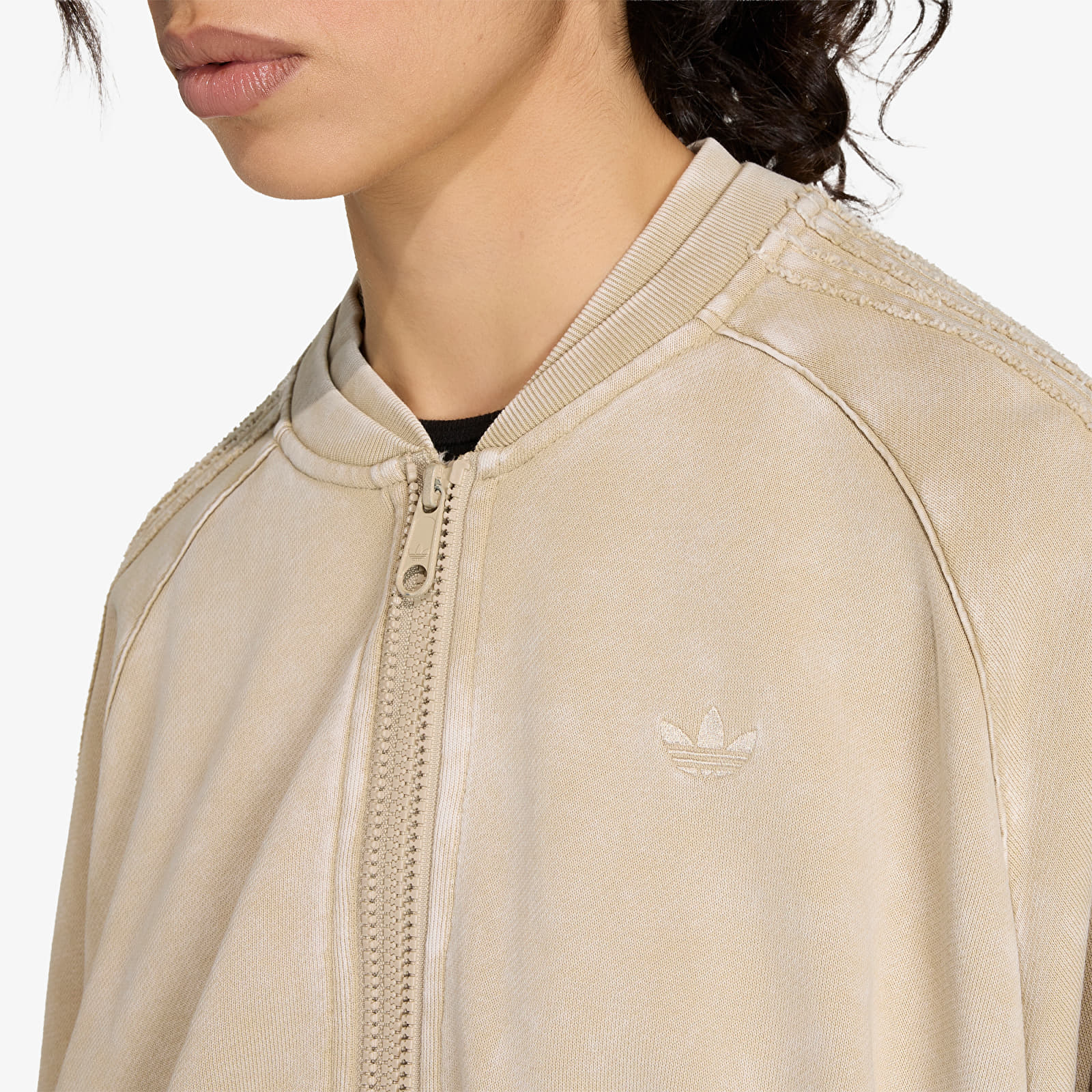 Hoodies en truien adidas Sst Double Layered Cropped Track Top Khaki Three