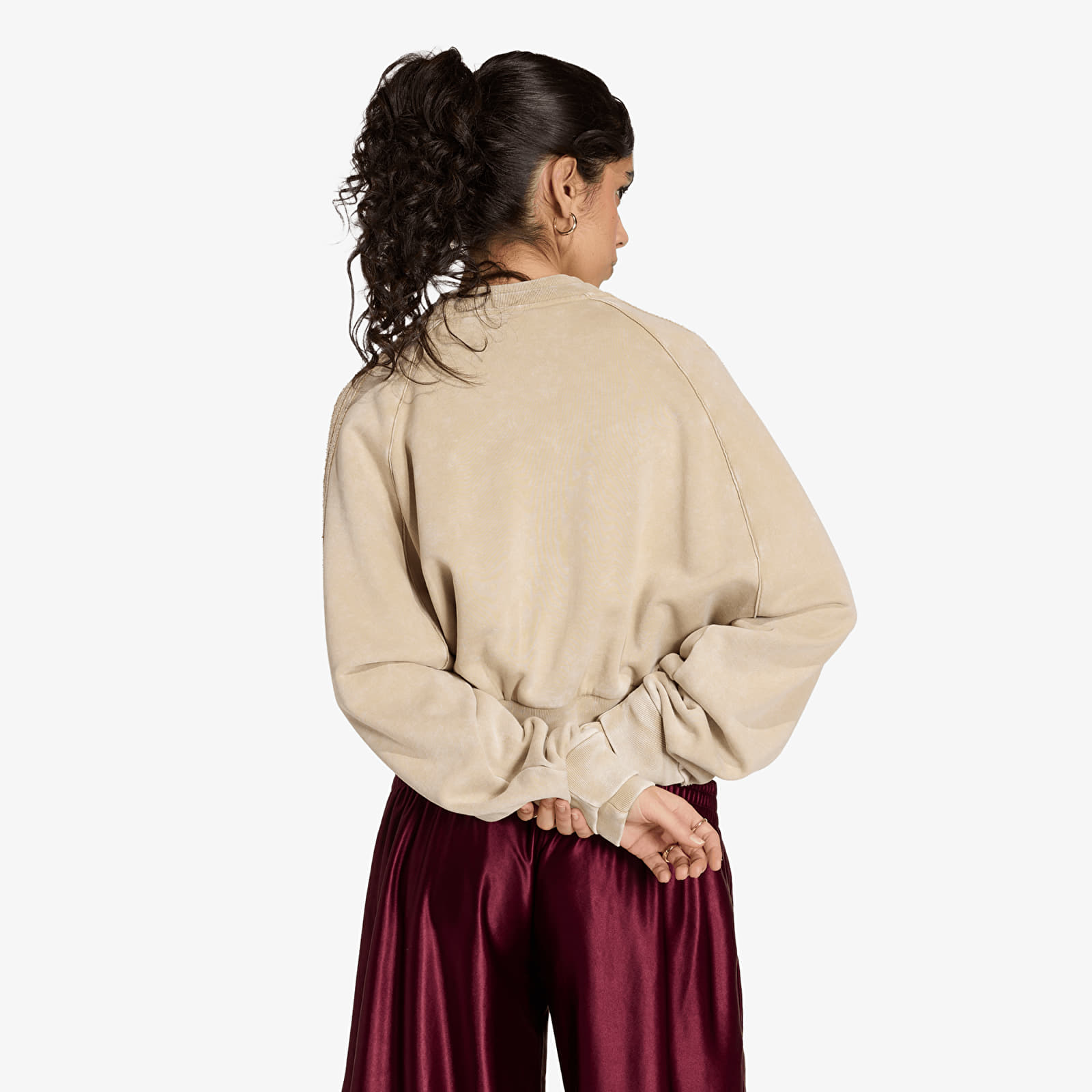 Hoodies en truien adidas Sst Double Layered Cropped Track Top Khaki Three