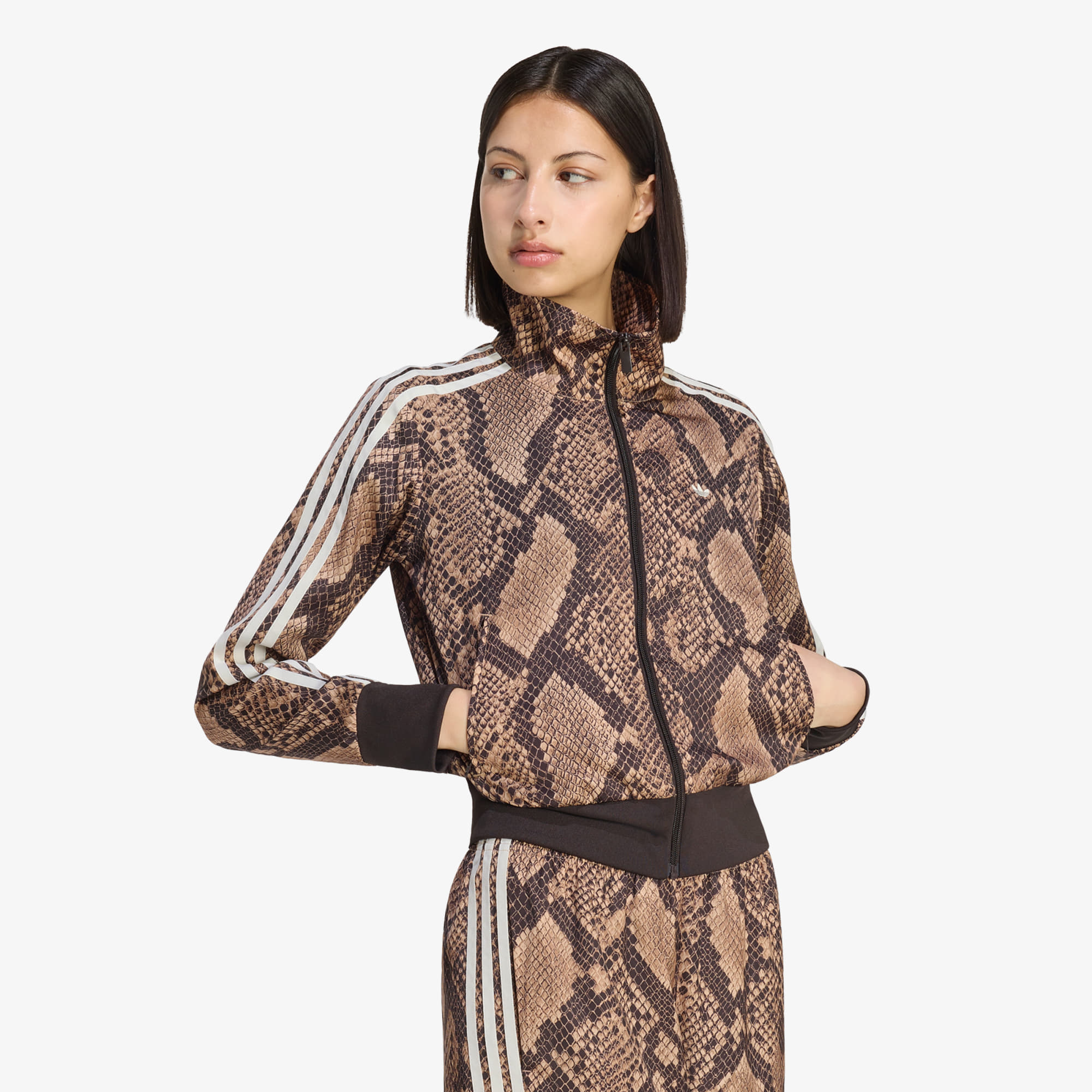 Jachetă adidas Satin Snake Print Firebird Track Jacket Linen/ Magic Beige S