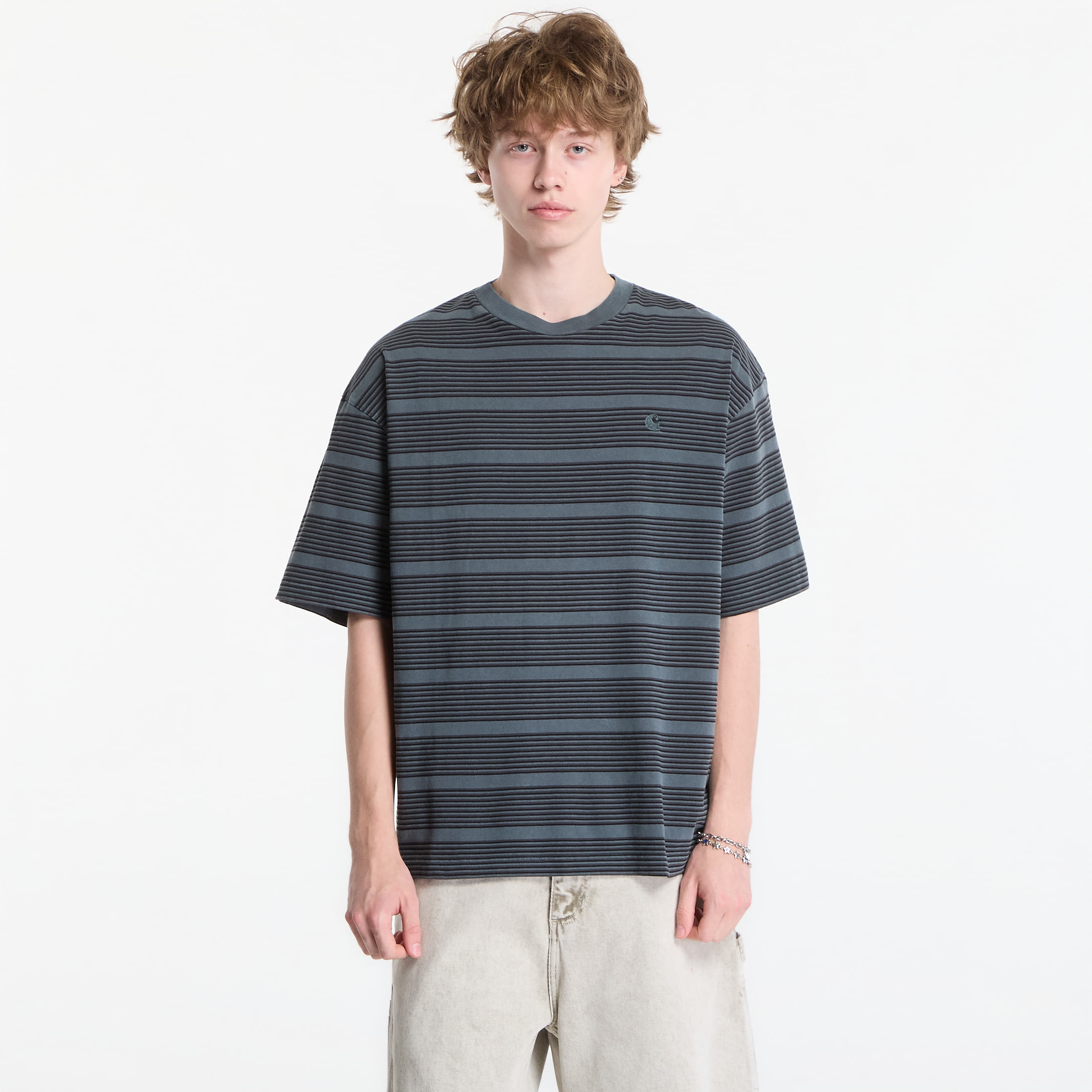 Тениска Carhartt WIP S/S Hanson T-Shirt UNISEX Hanson Stripe, Kale Green S
