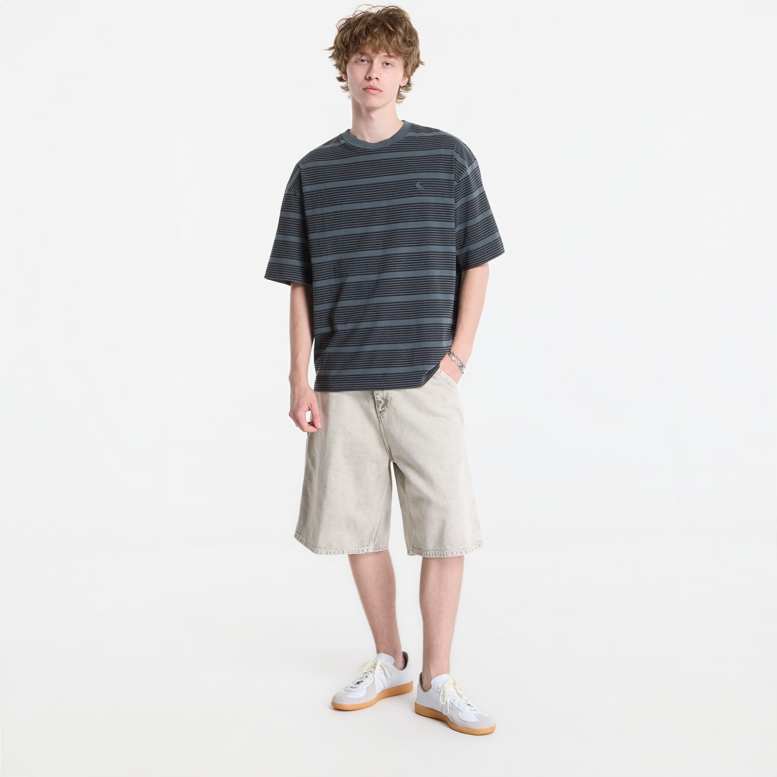 T-paidat Carhartt WIP S/S Hanson T-Shirt UNISEX Hanson Stripe, Kale Green
