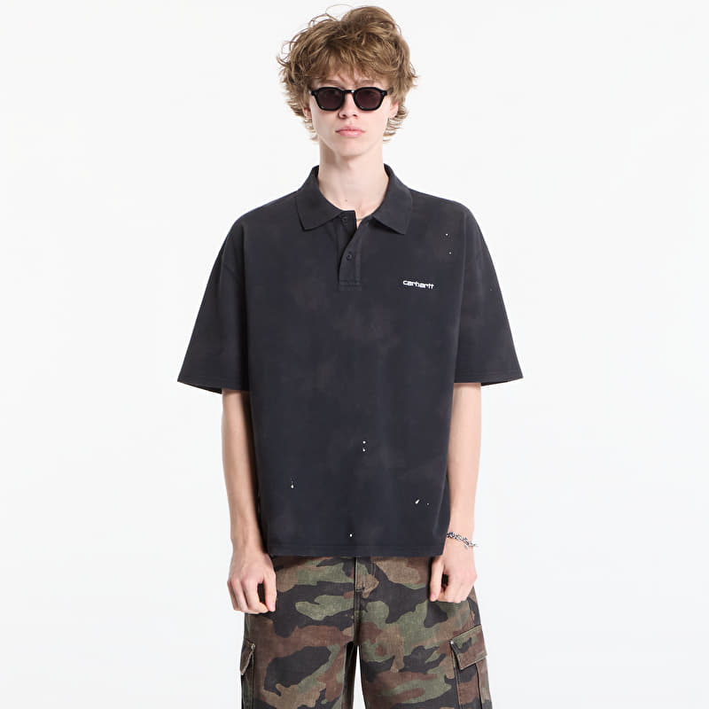 Carhartt WIP S/S Painter Polo UNISEX Black Destroy Wash, Splatter