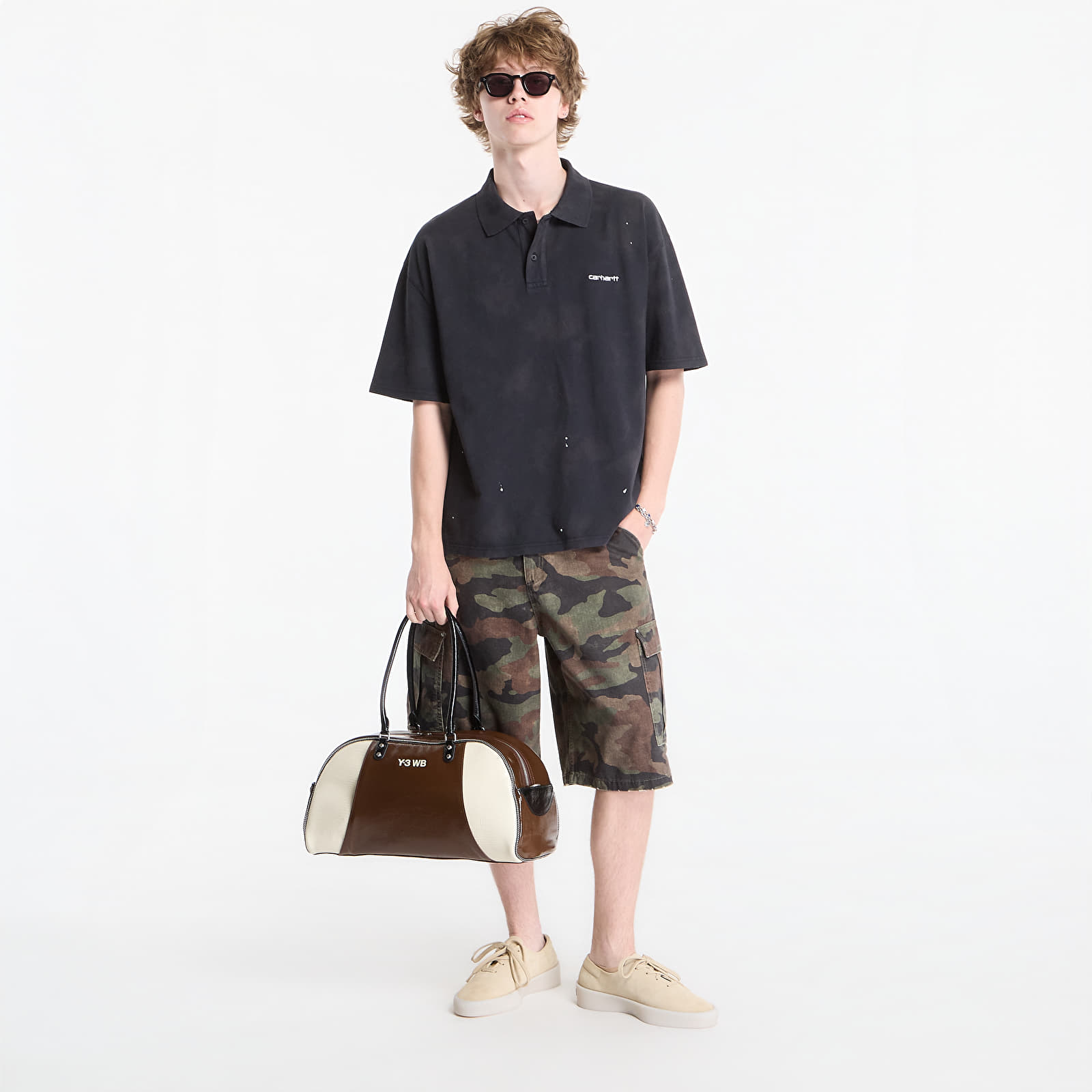 T-shirts  Carhartt WIP S/S Painter Polo UNISEX Black Destroy Wash, Splatter
