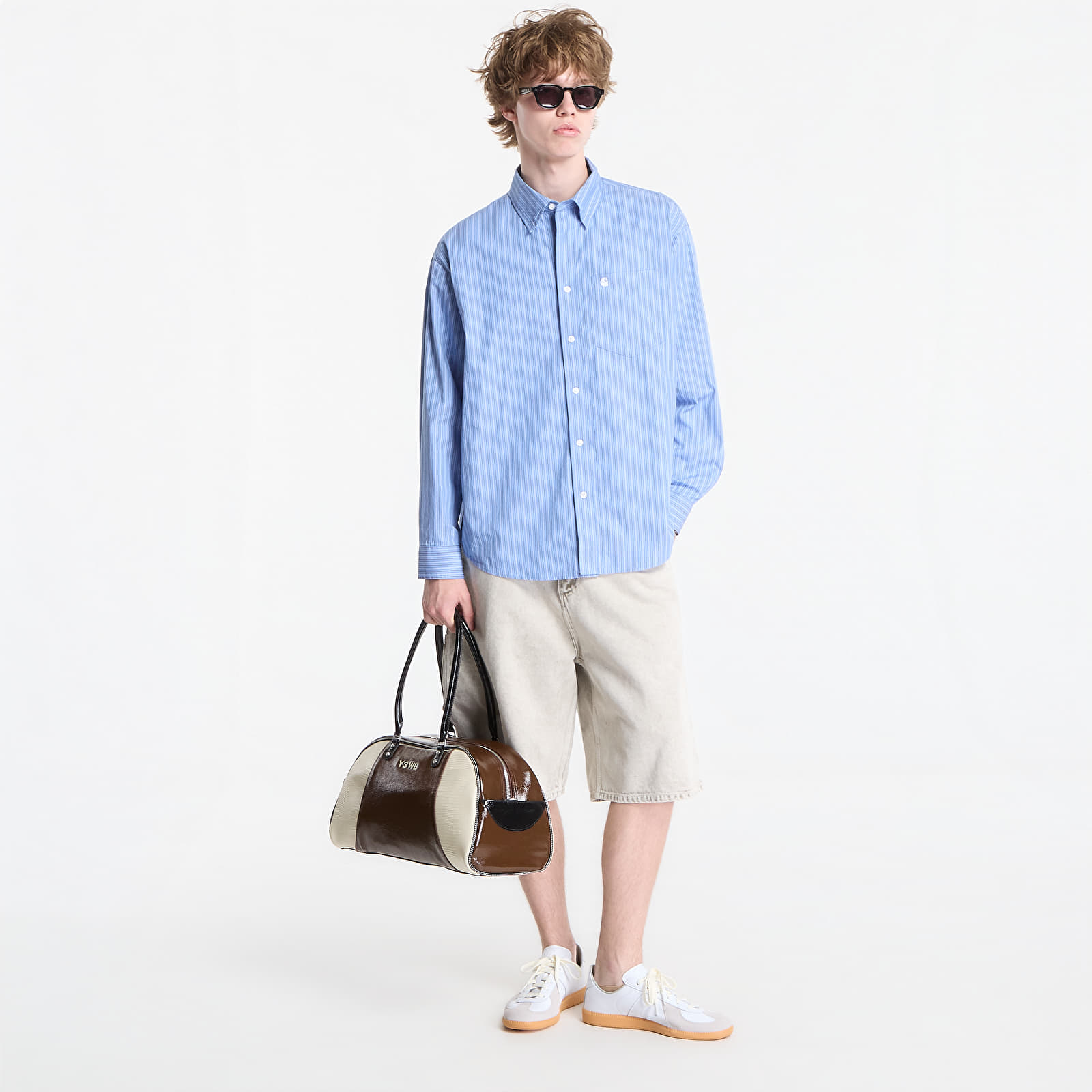 Skjorter Carhartt WIP L/S Keene Shirt UNISEX Keene Stripe, Curacao