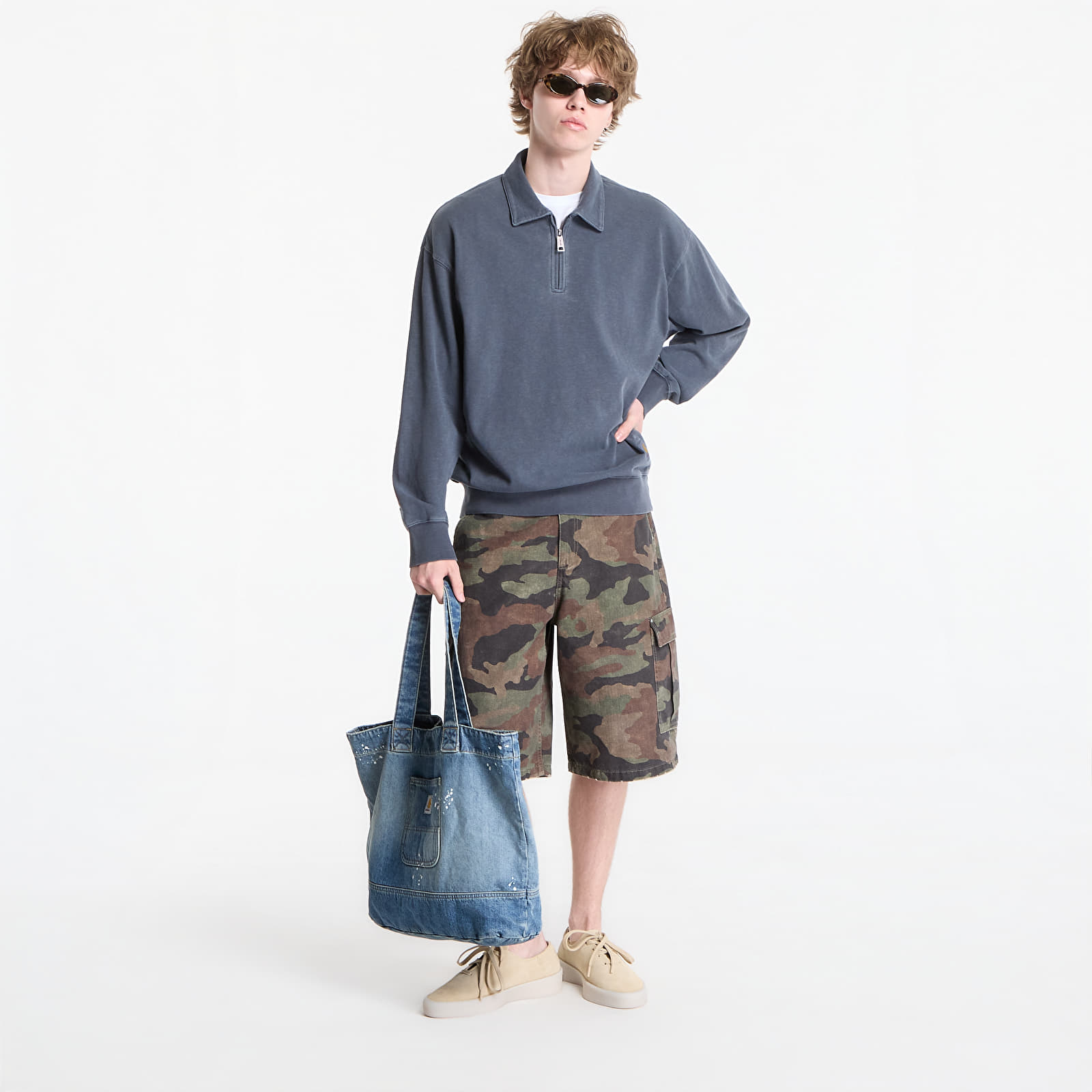 T-shirts Carhartt WIP Harper Polo UNISEX Carbon Garment Dyed