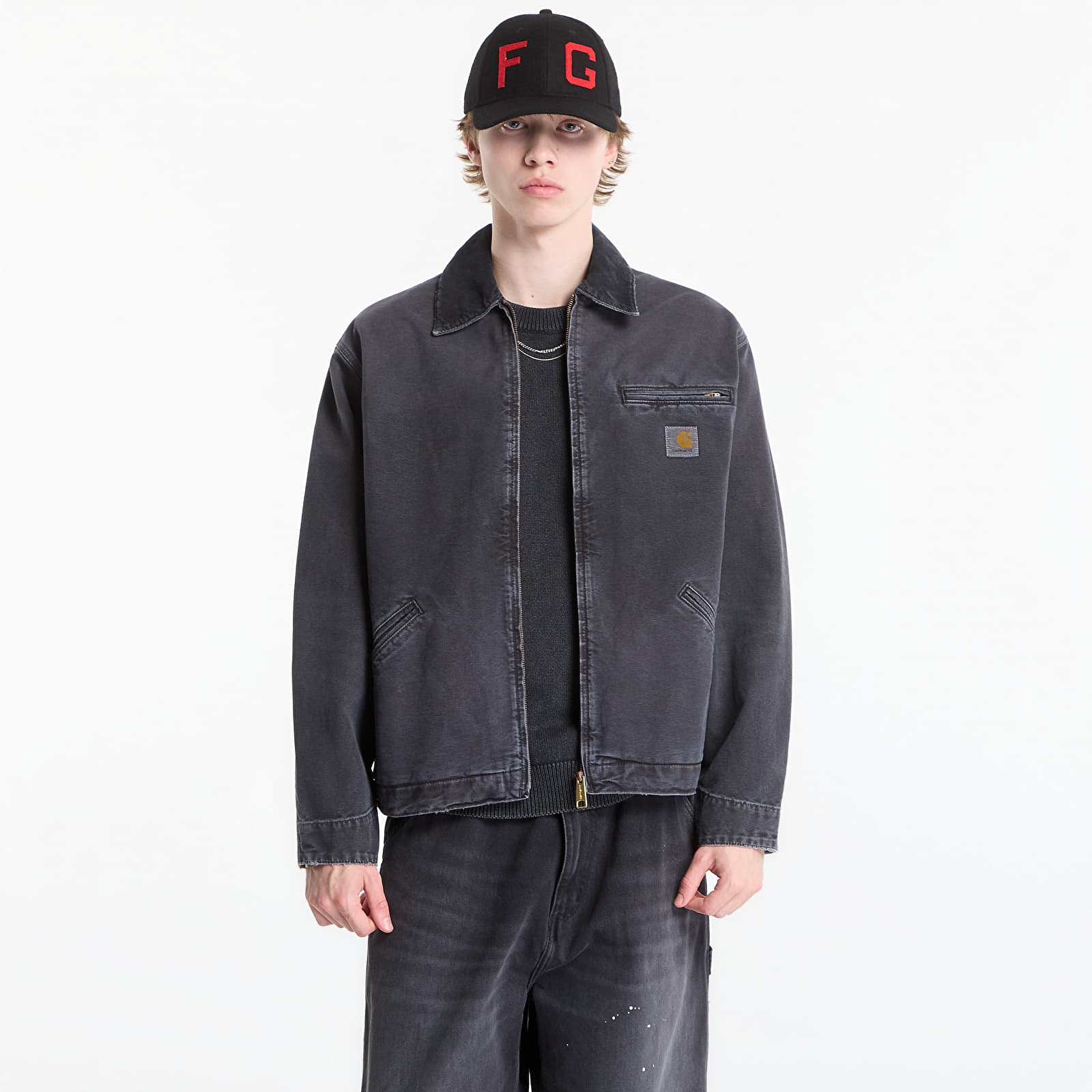 Striukės Carhartt WIP OG Detroit Jacket UNISEX Black/ Black Destroy Wash