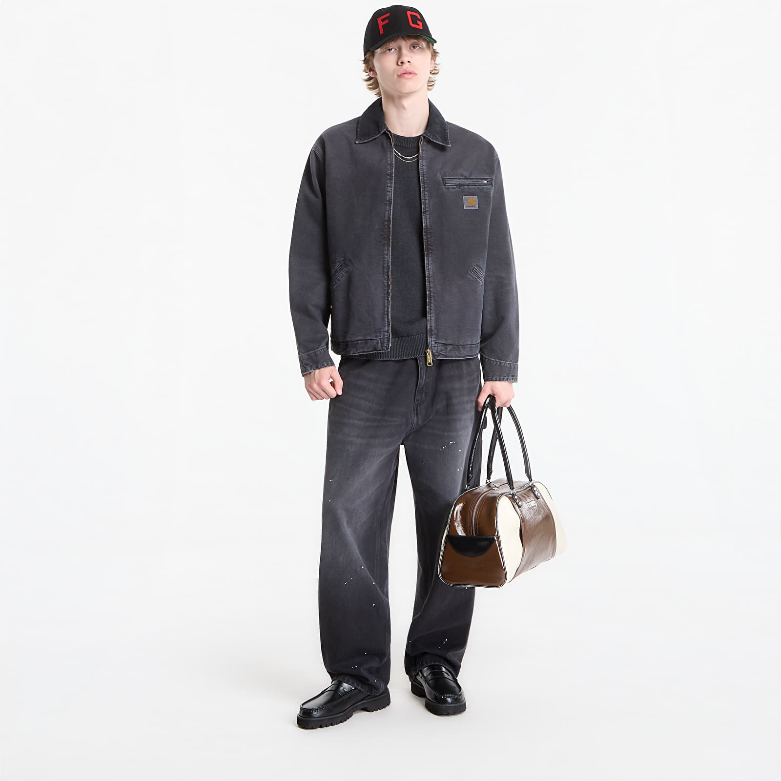 Striukės Carhartt WIP OG Detroit Jacket UNISEX Black/ Black Destroy Wash