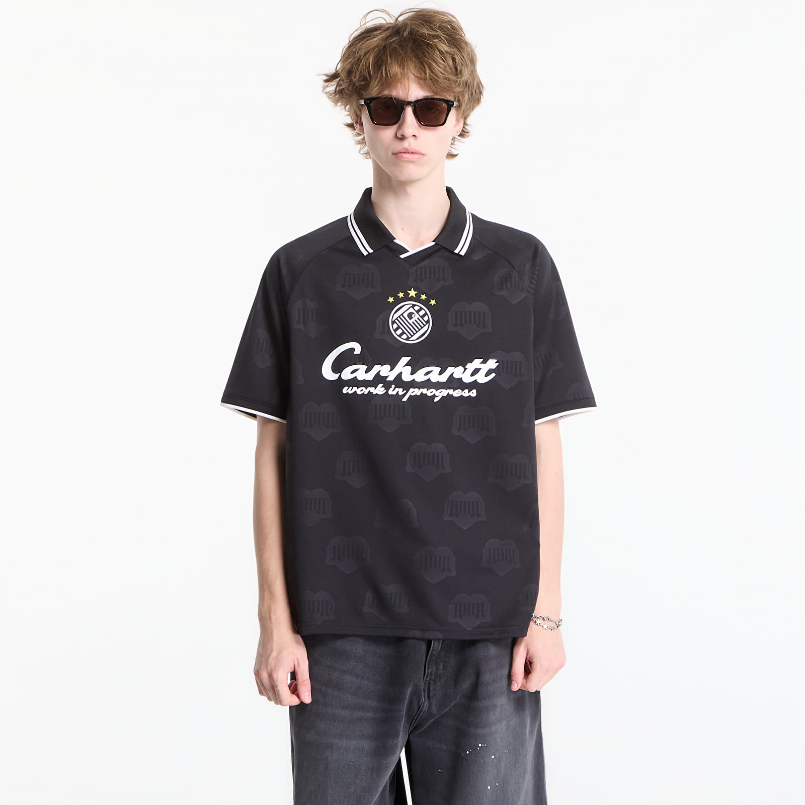T-shirts Carhartt WIP S/S Terrace Football T-Shirt UNISEX Heart Train Jacquard, Black