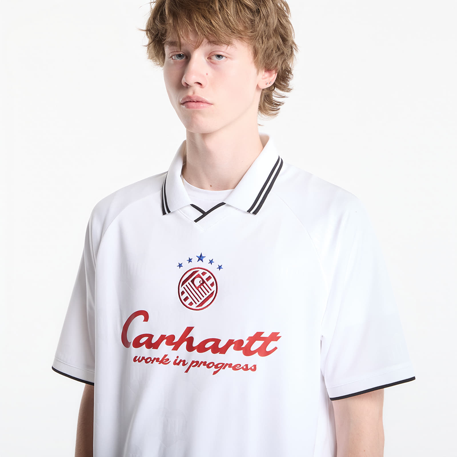 T-shirts Carhartt WIP S/S Terrace Football T-Shirt UNISEX Heart Train Jacquard, White