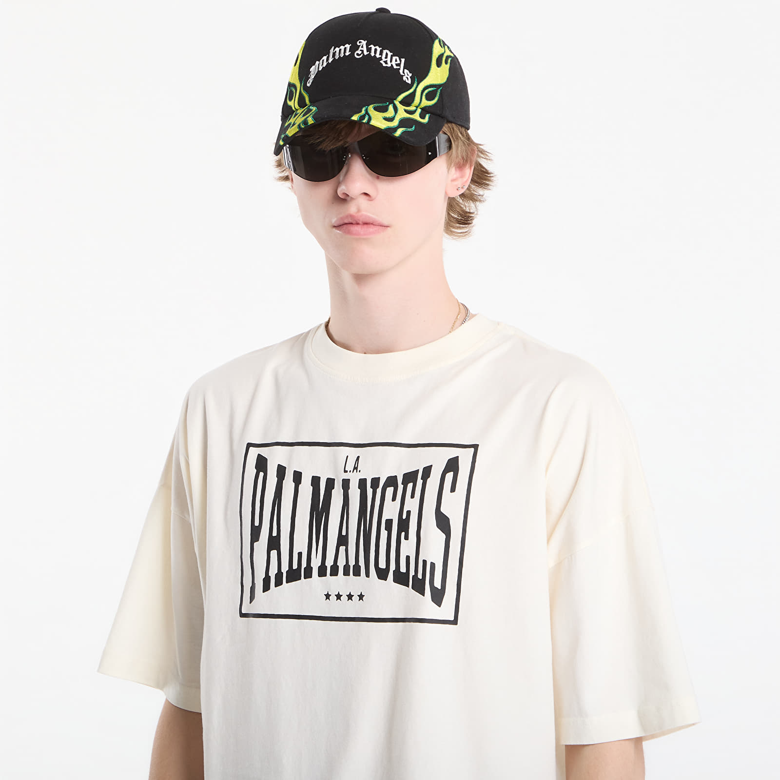 T-shirts Palm Angels Vintage Box Logo Loose Tee Off White/ Black