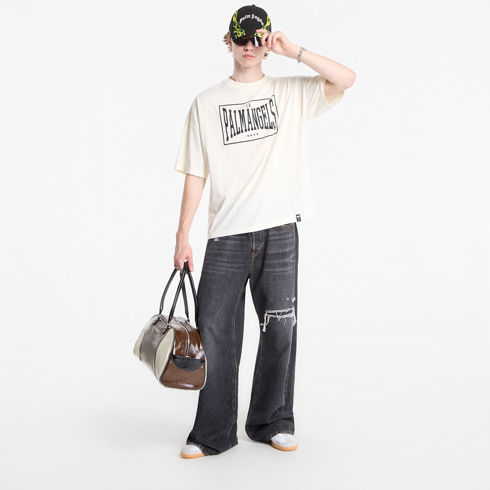 T-shirts Palm Angels Vintage Box Logo Loose Tee Off White/ Black
