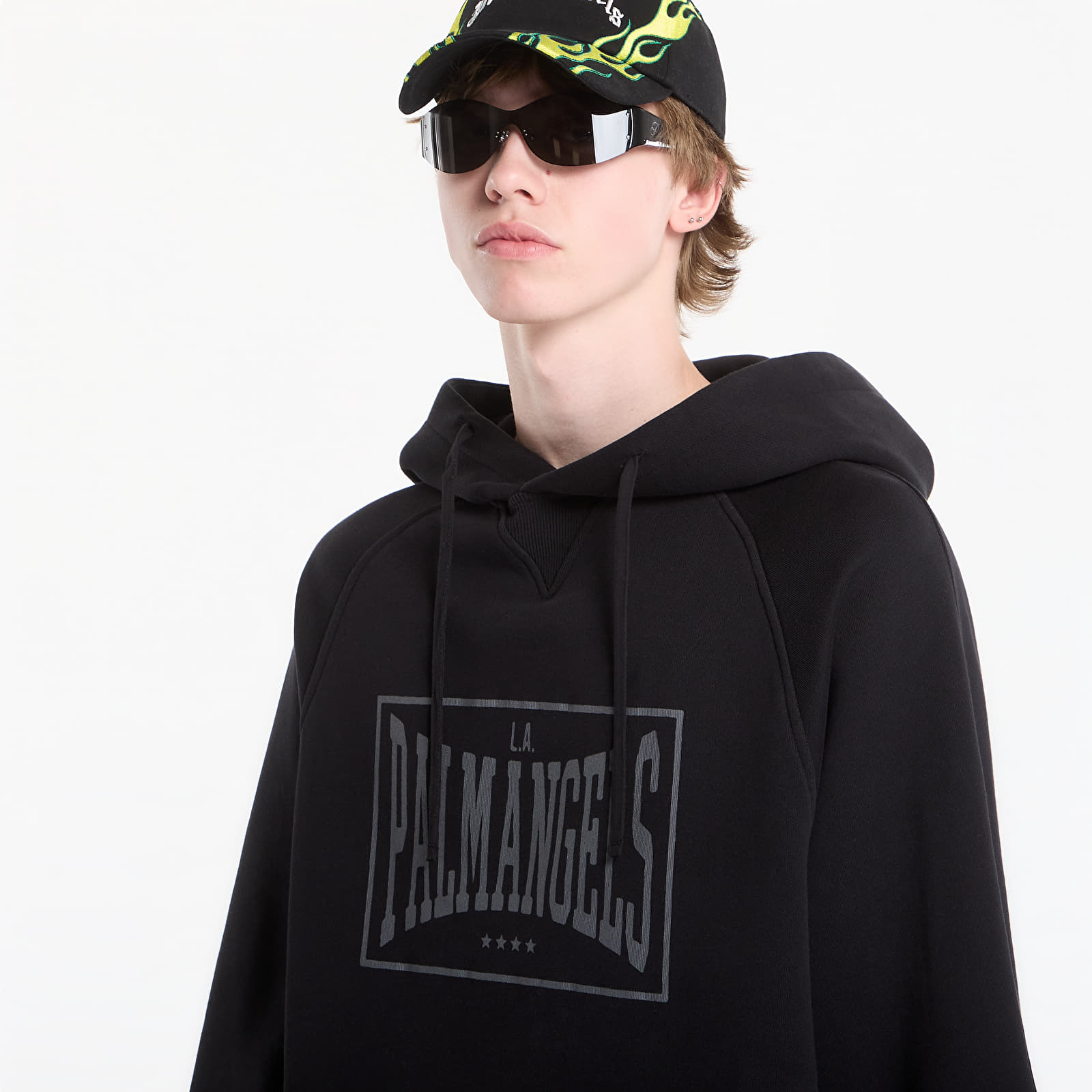 Sweatshirts Palm Angels Vintage Box Logo Loose Hoodie Black/ Grey