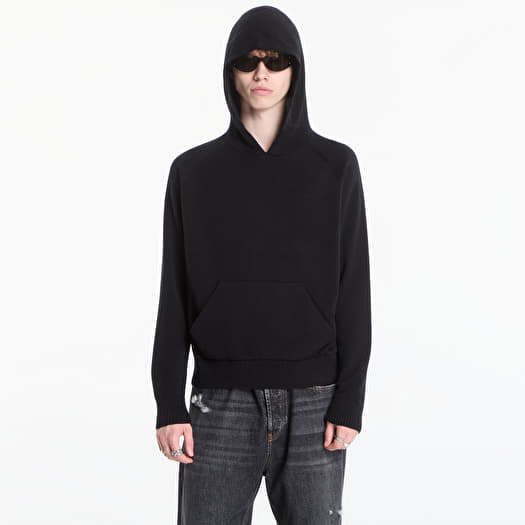 Džemperis Palm Angels Curved Logo Regular Knit Hoodie Black/ Off White