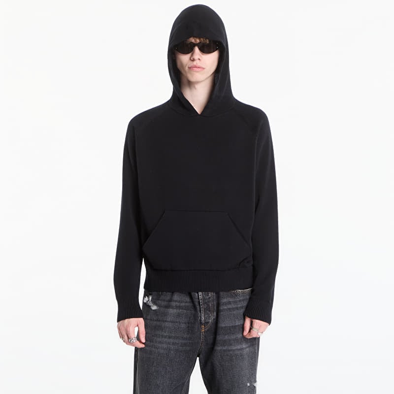 Maglione Palm Angels Curved Logo Regular Knit Hoodie Black/ Off White
