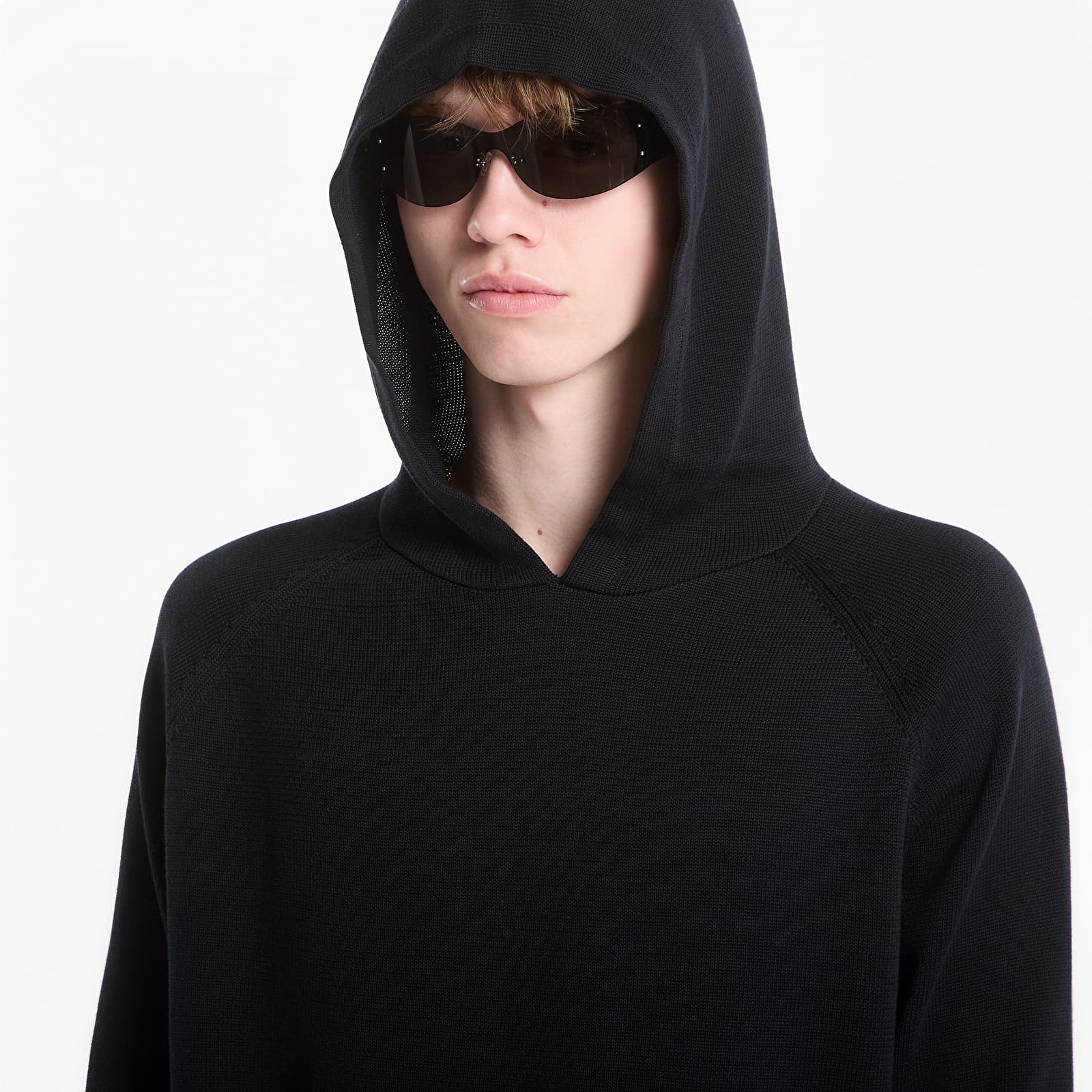 Tröjor Palm Angels Curved Logo Regular Knit Hoodie Black/ Off White
