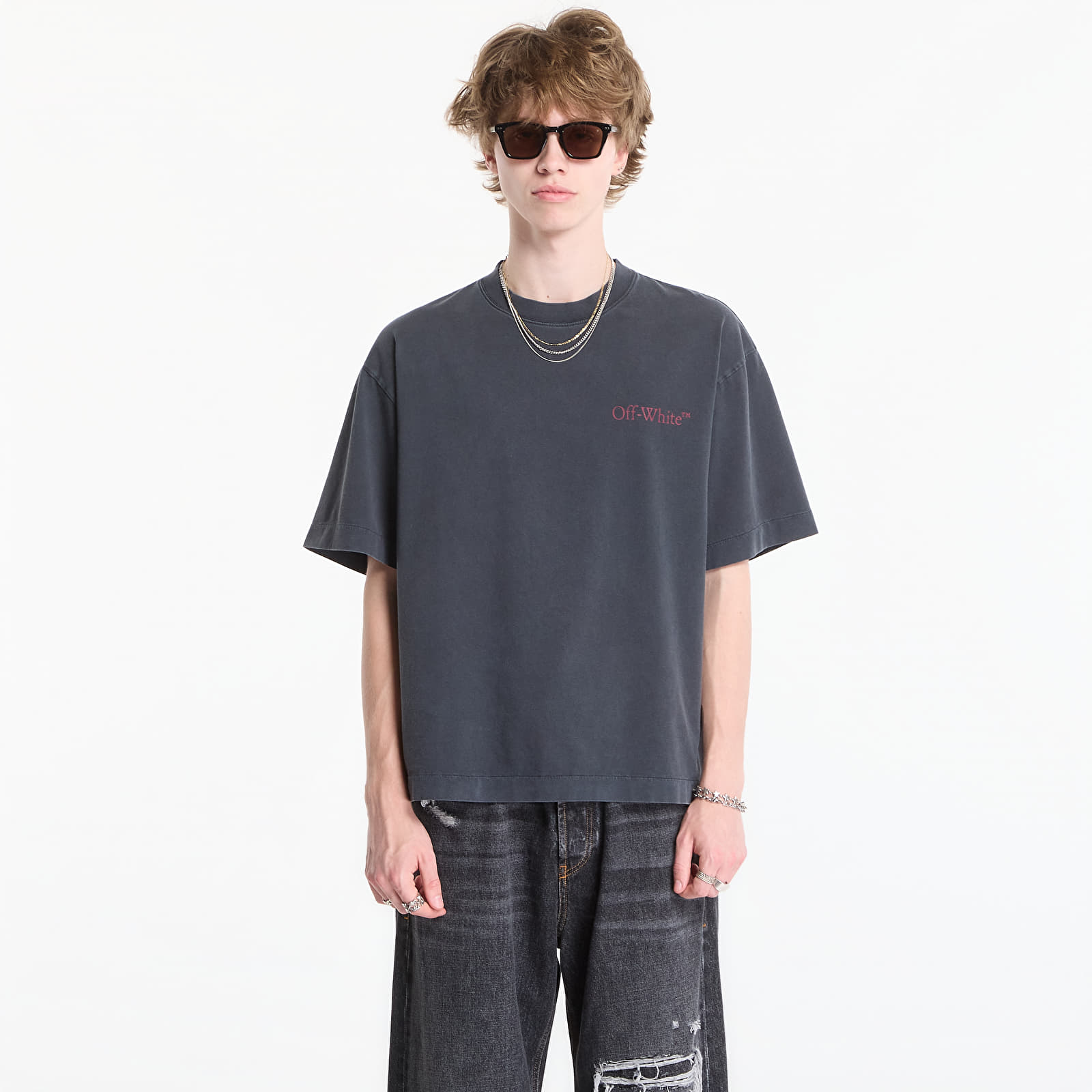 T-shirts Off-White Cut Here Arrow Skate Tee UNISEX Fade Out Black/ Port Royal